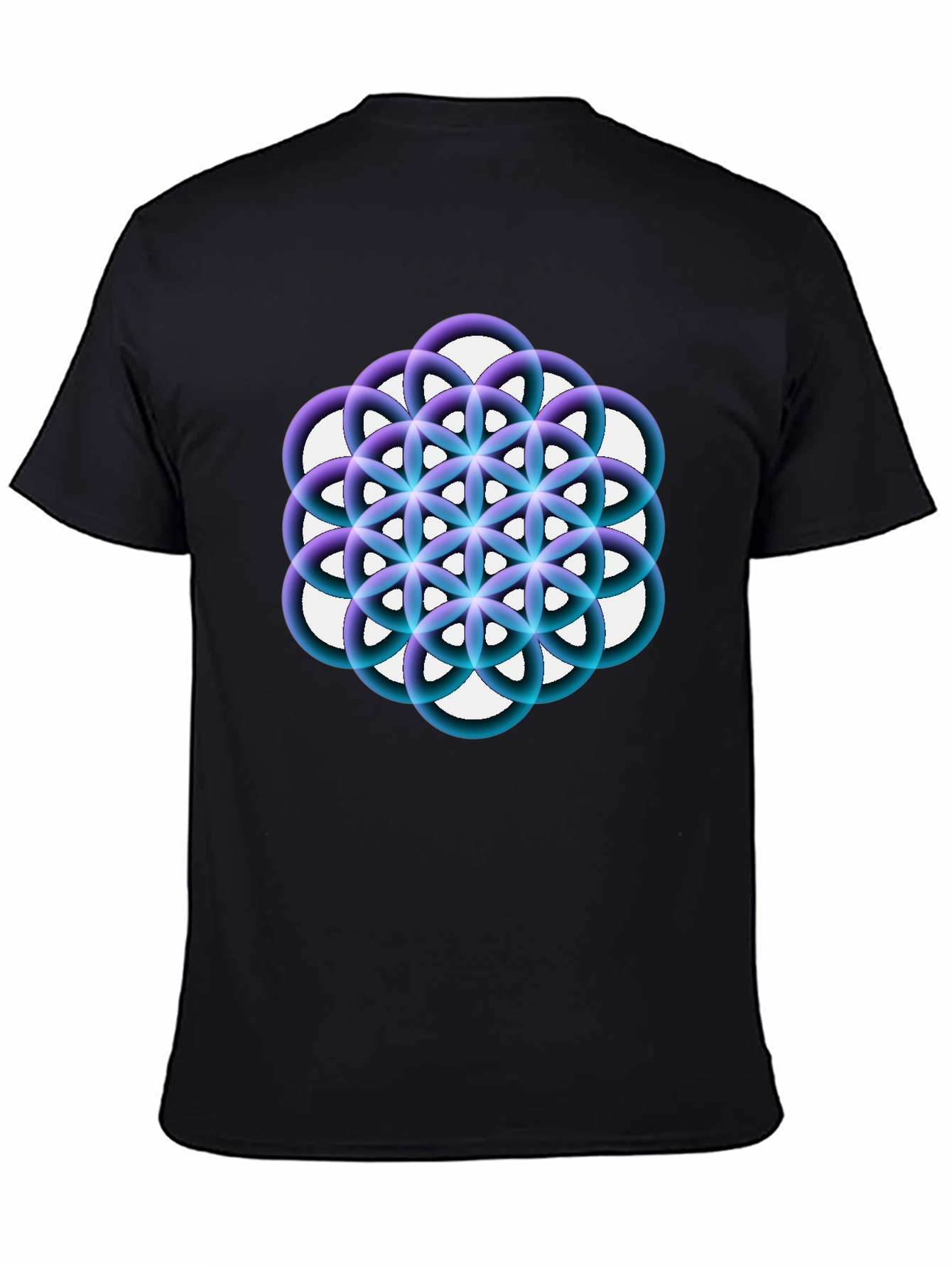 Geometric Circle Flower Black Graphic Tee