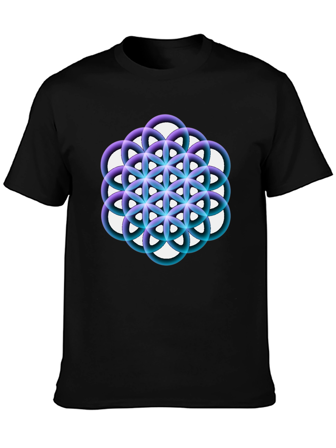 Geometric Circle Flower Black Graphic Tee