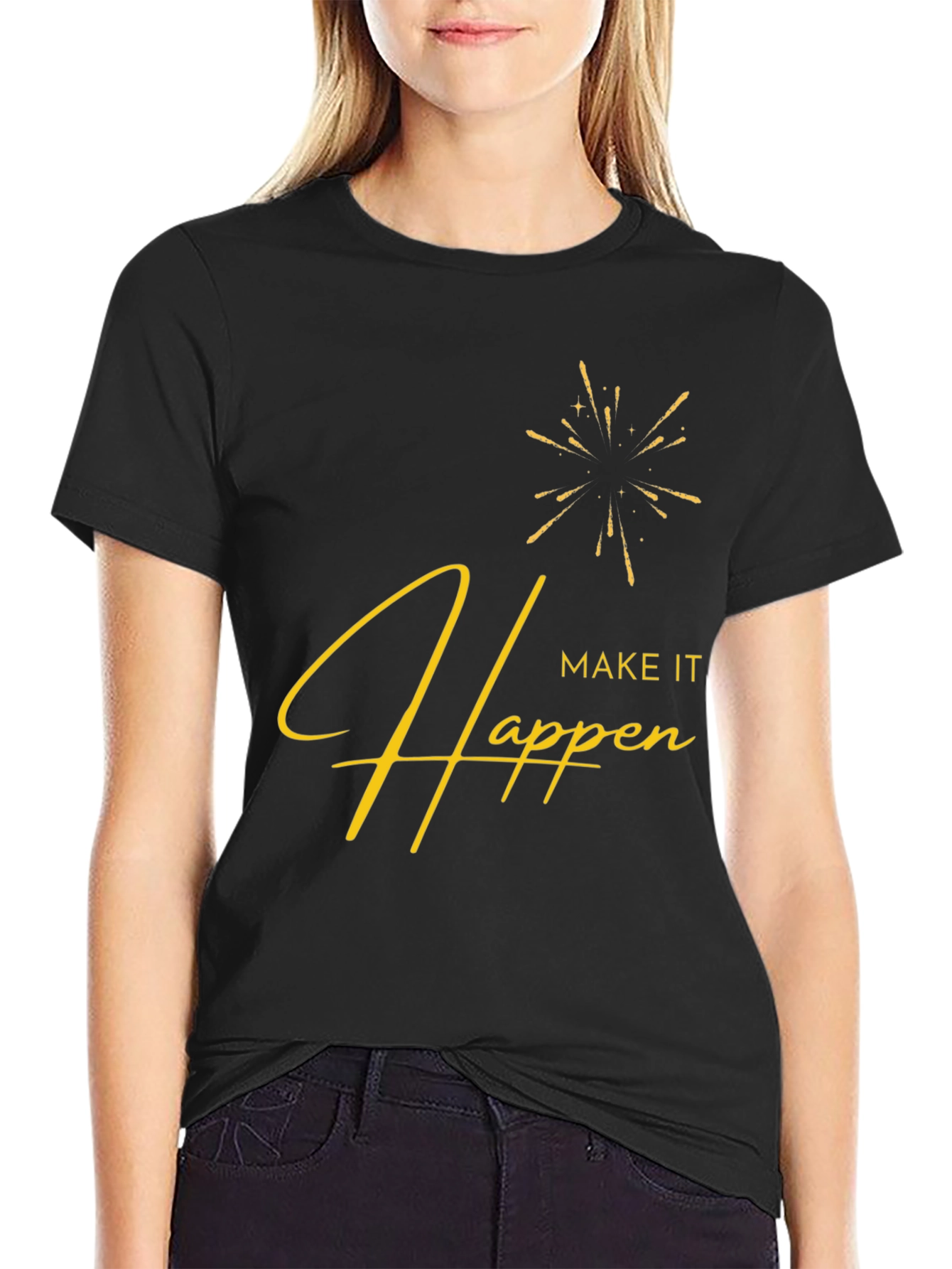 Make It Happen Graphic Tee - Stylish Black T-Shirt