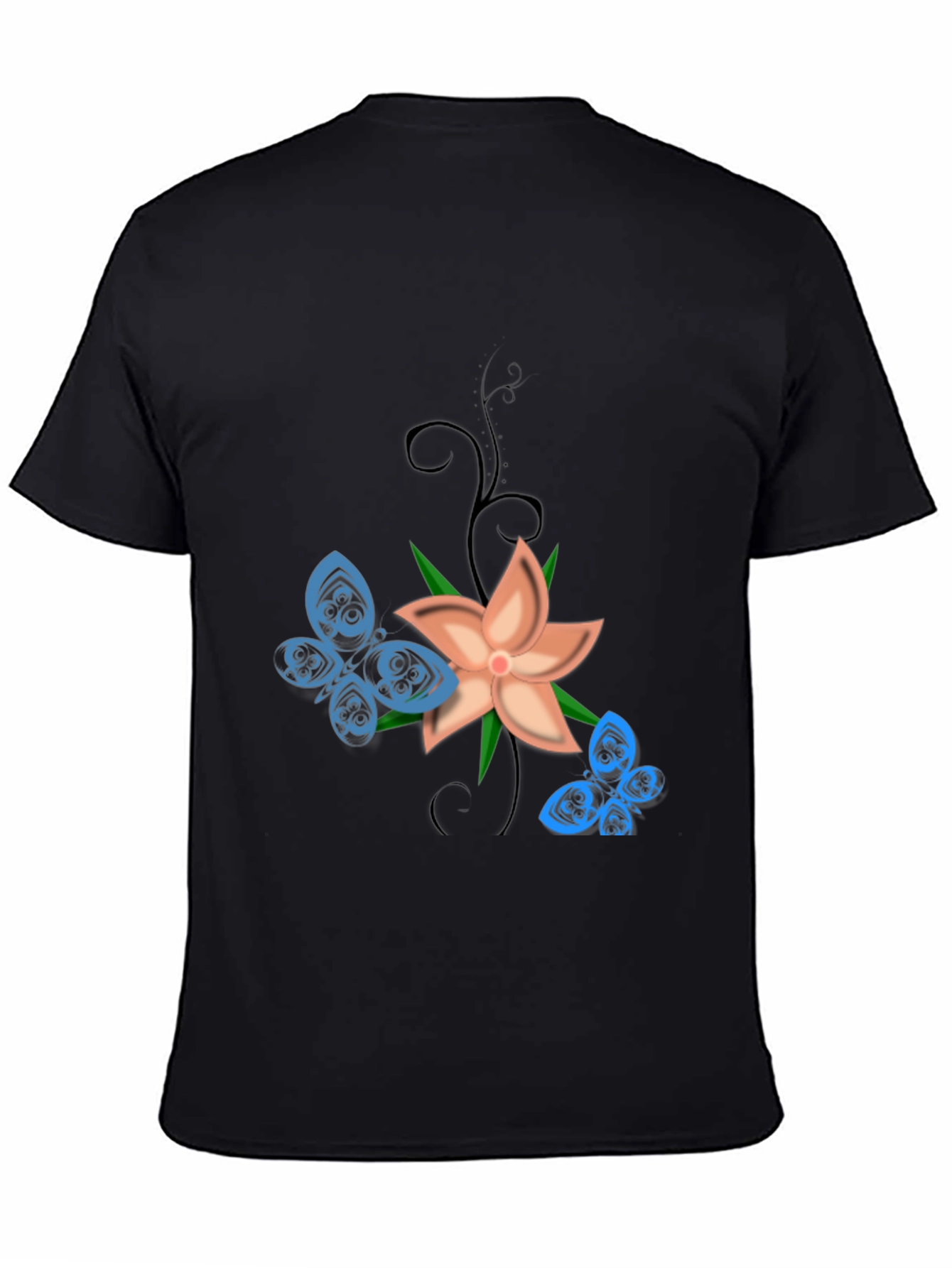 Floral Butterfly Graphic Tee - Black