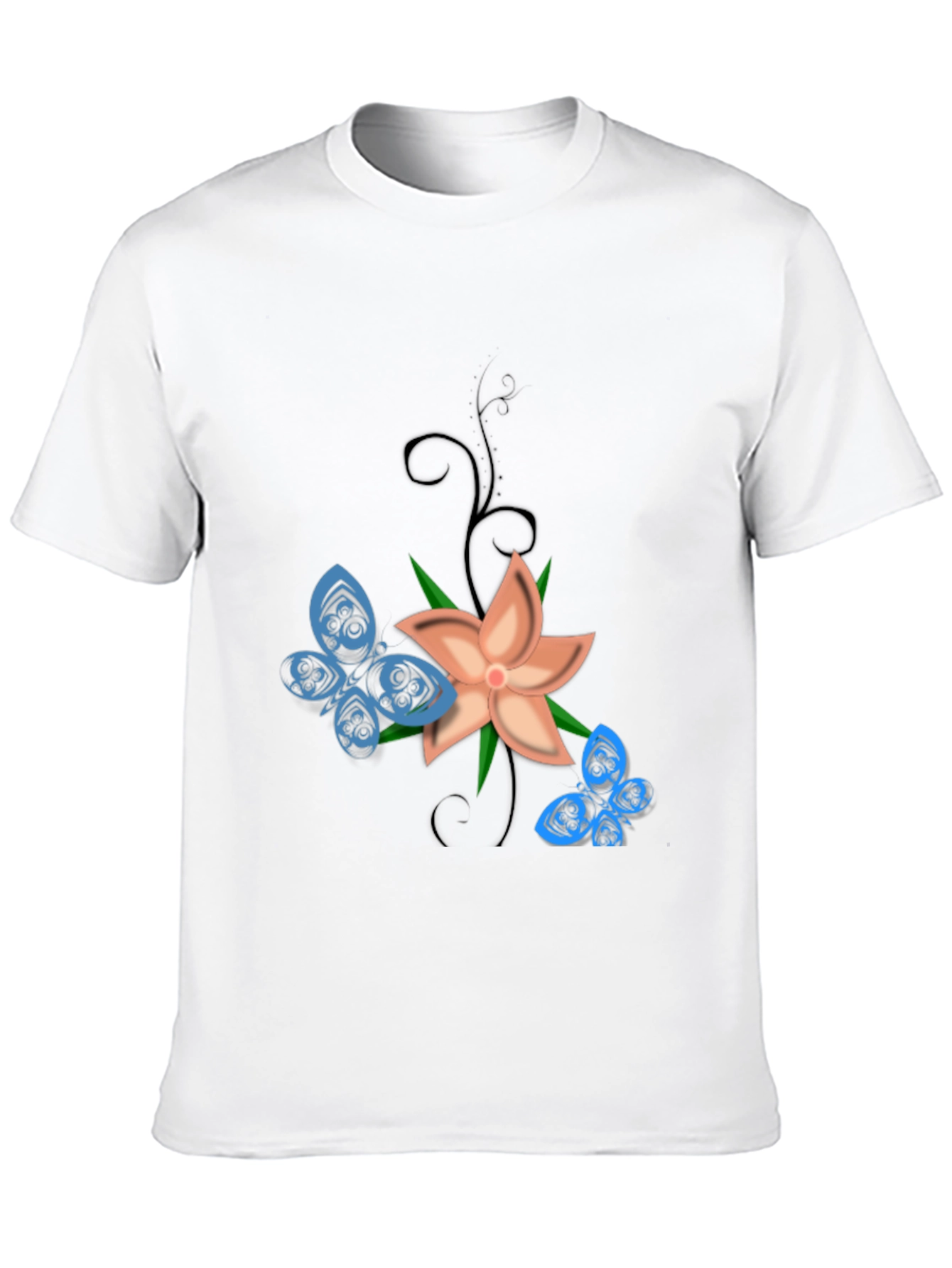 Floral Butterfly Graphic Tee - Black