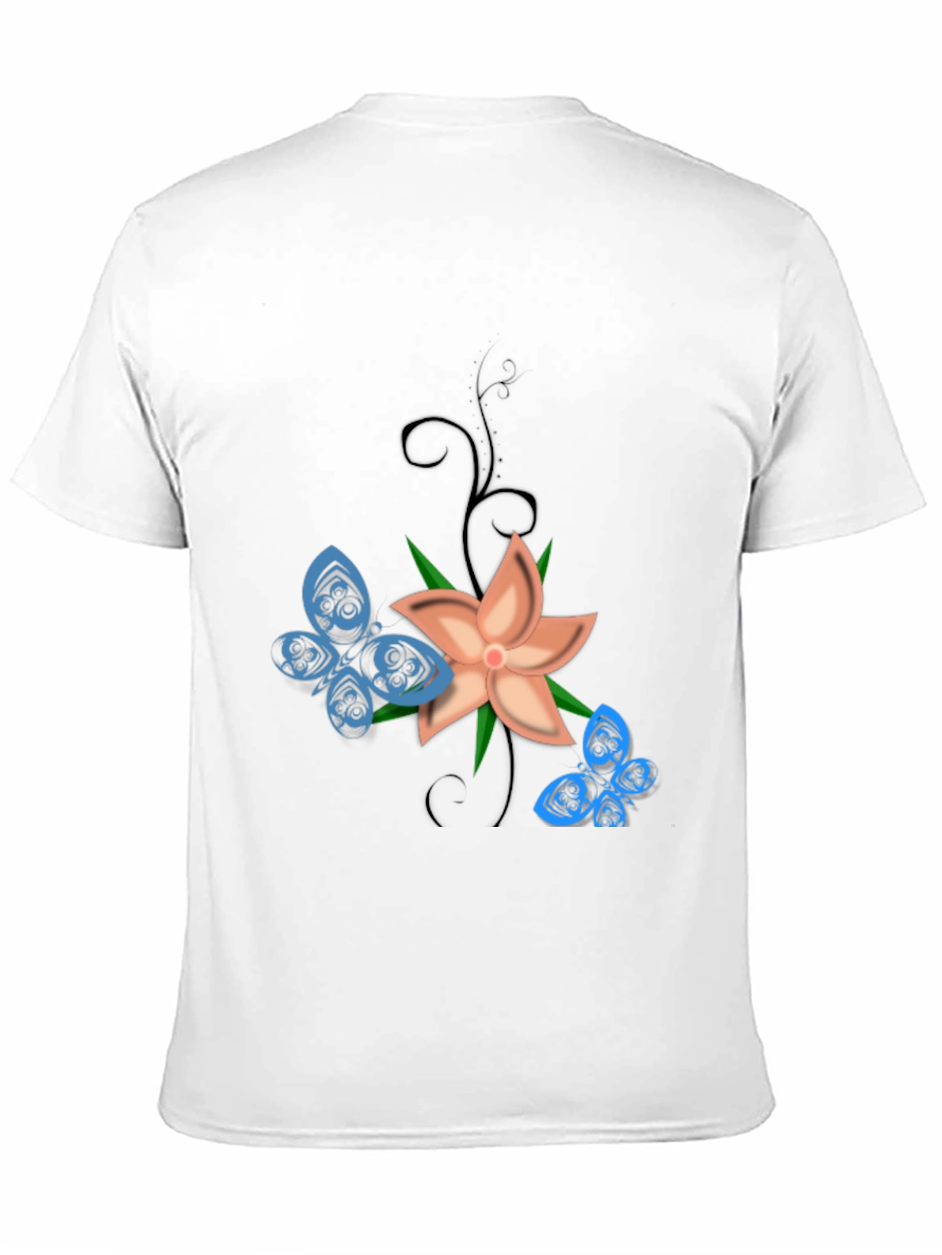 Floral Butterfly Graphic Tee - Black