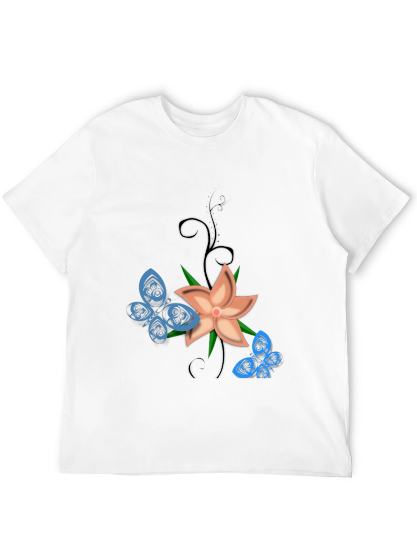 Floral Butterfly Graphic Tee - Black