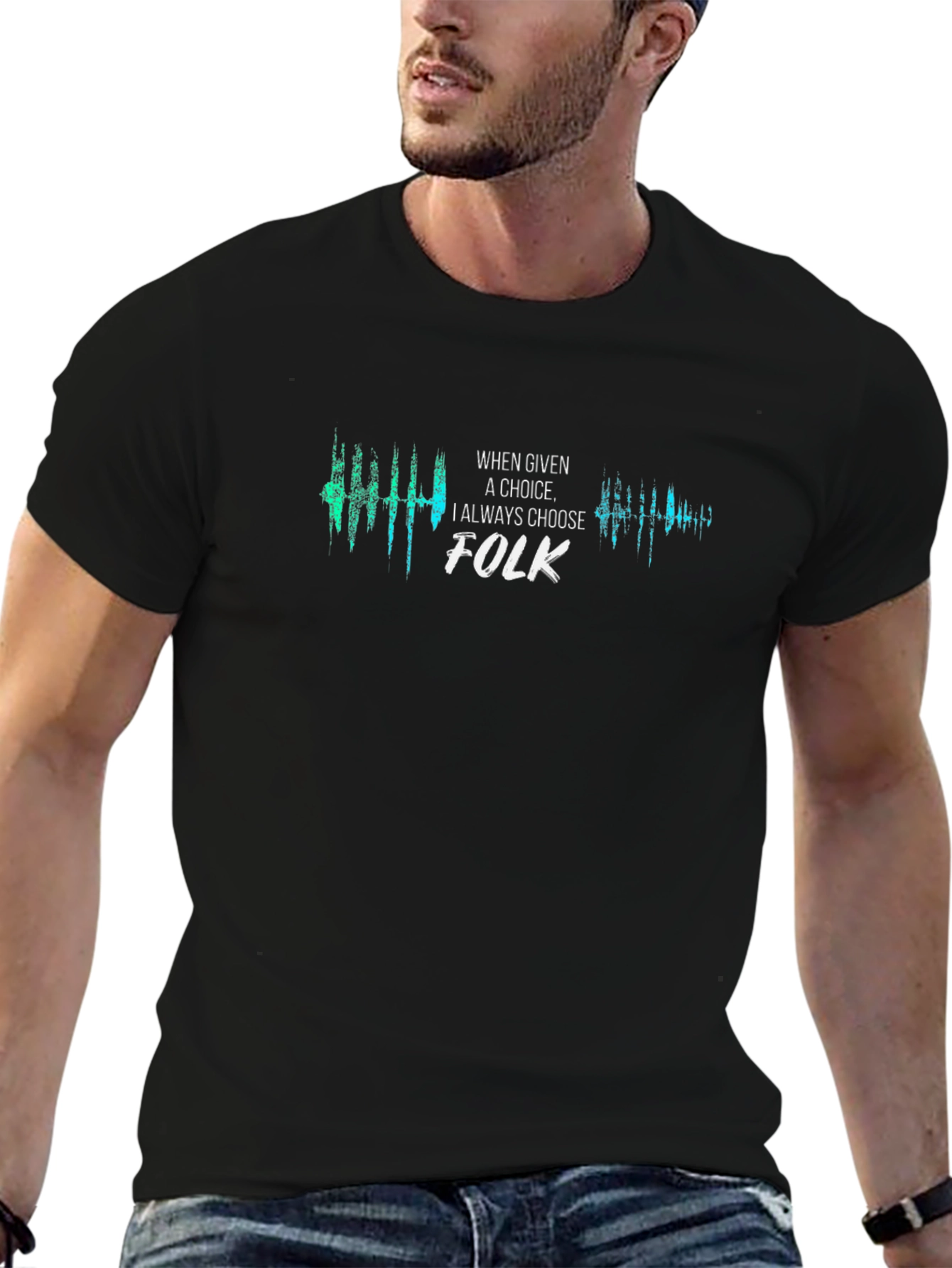 Folk Music Choice Graphic Tee - Stylish Black T-Shirt