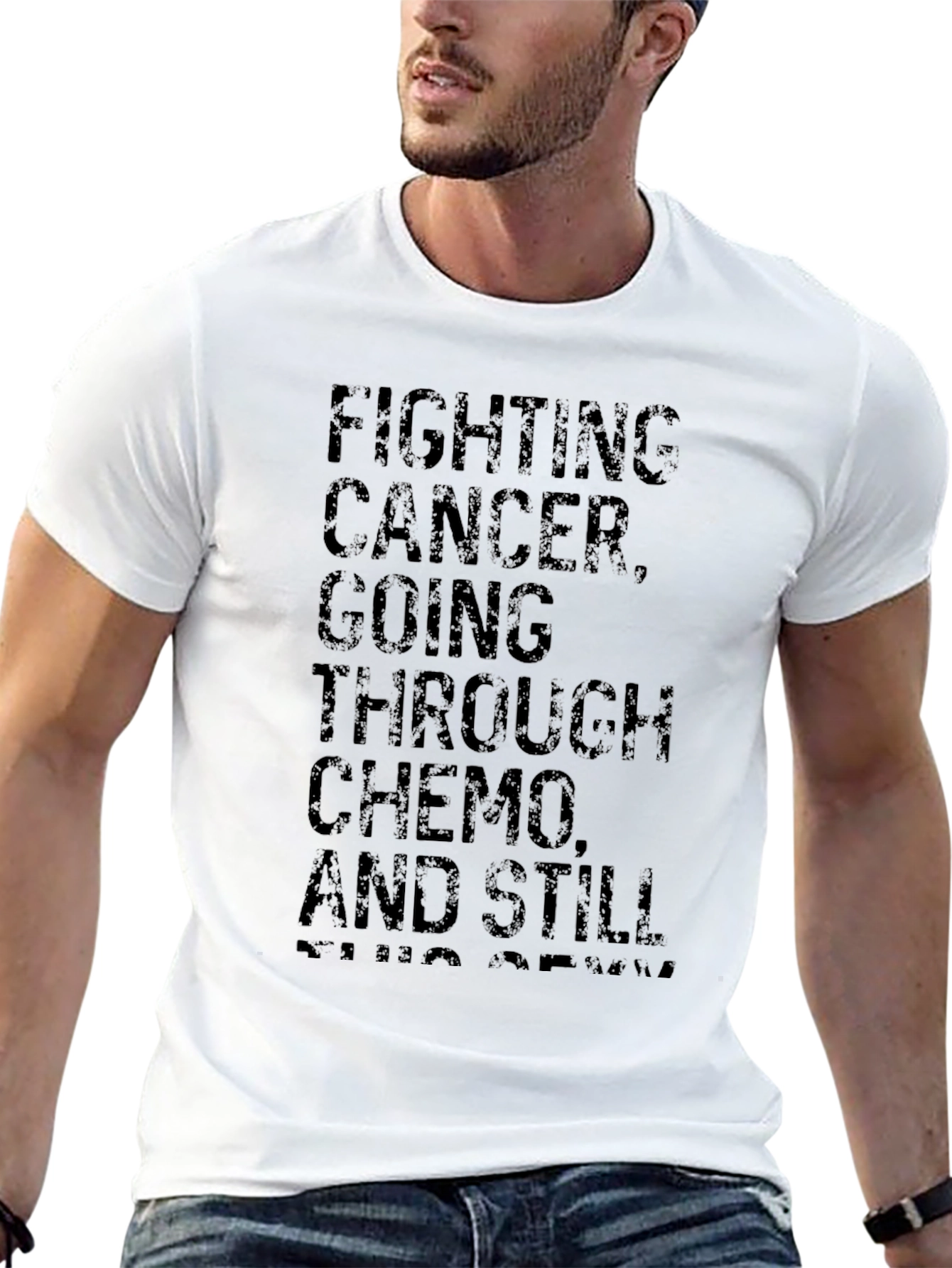 Fighting Cancer Chemo Strong Black T-Shirt