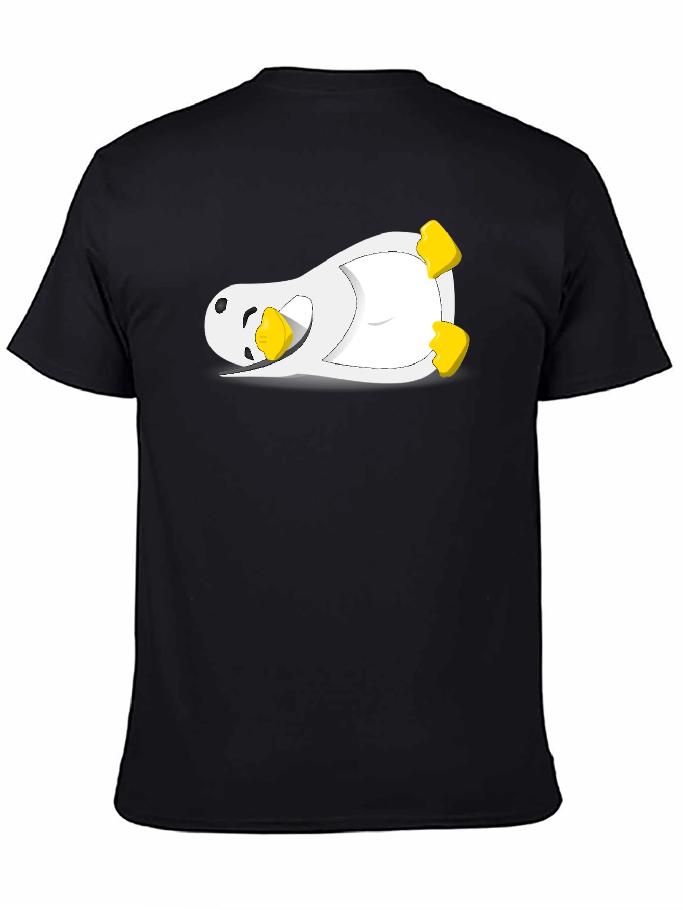Lazy Penguin Graphic Tee - Black Cotton Blend