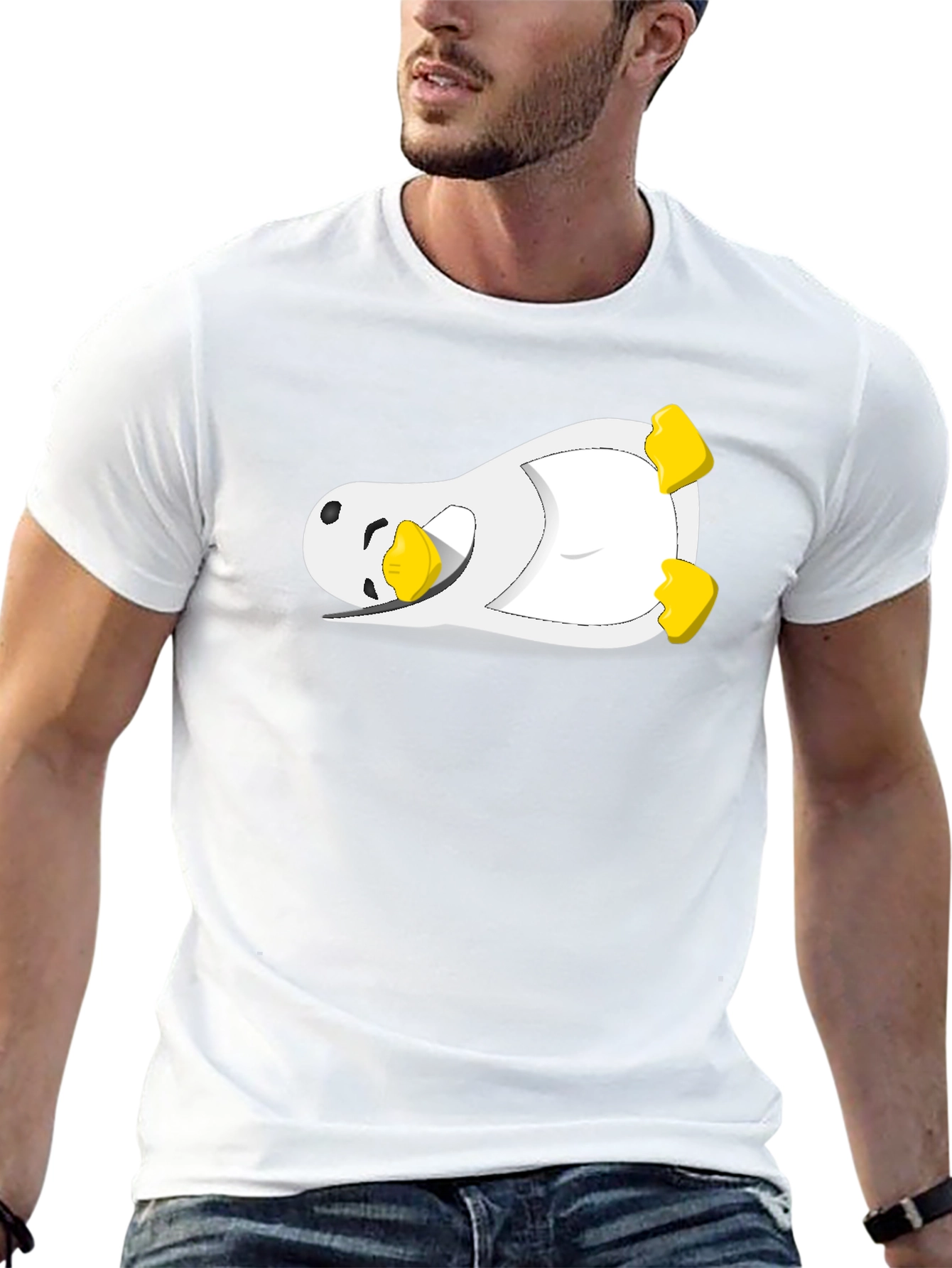 Lazy Penguin Graphic Tee - Black Cotton Blend