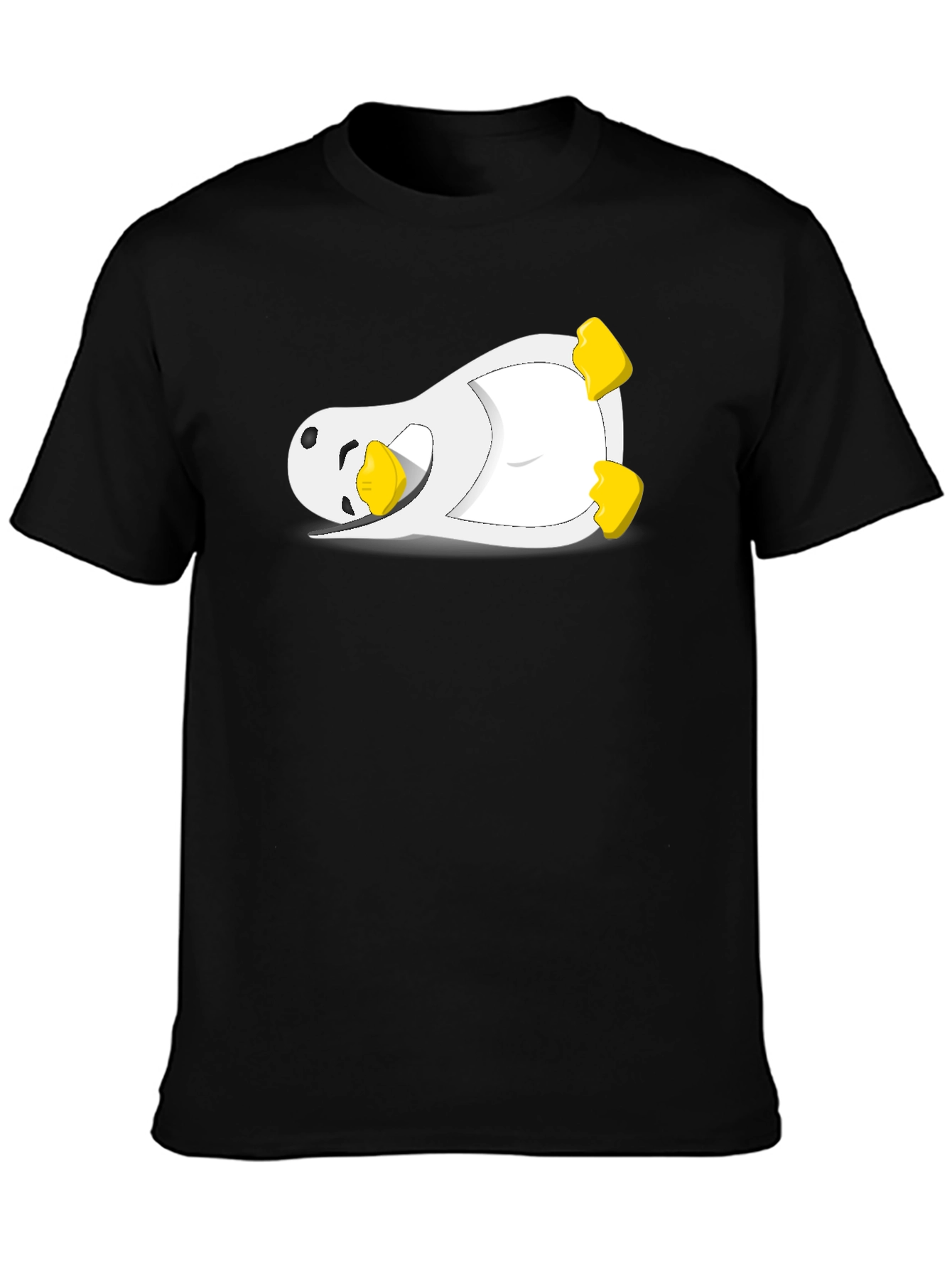 Lazy Penguin Graphic Tee - Black Cotton Blend