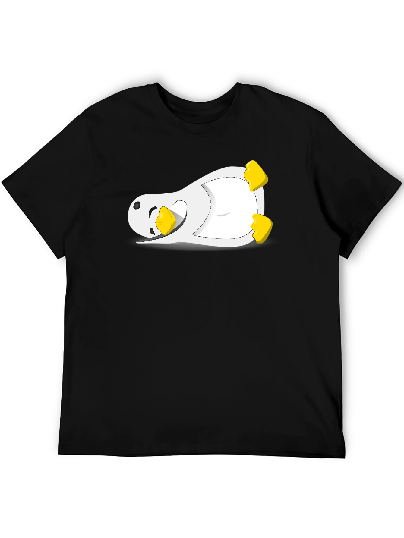 Lazy Penguin Graphic Tee - Black Cotton Blend