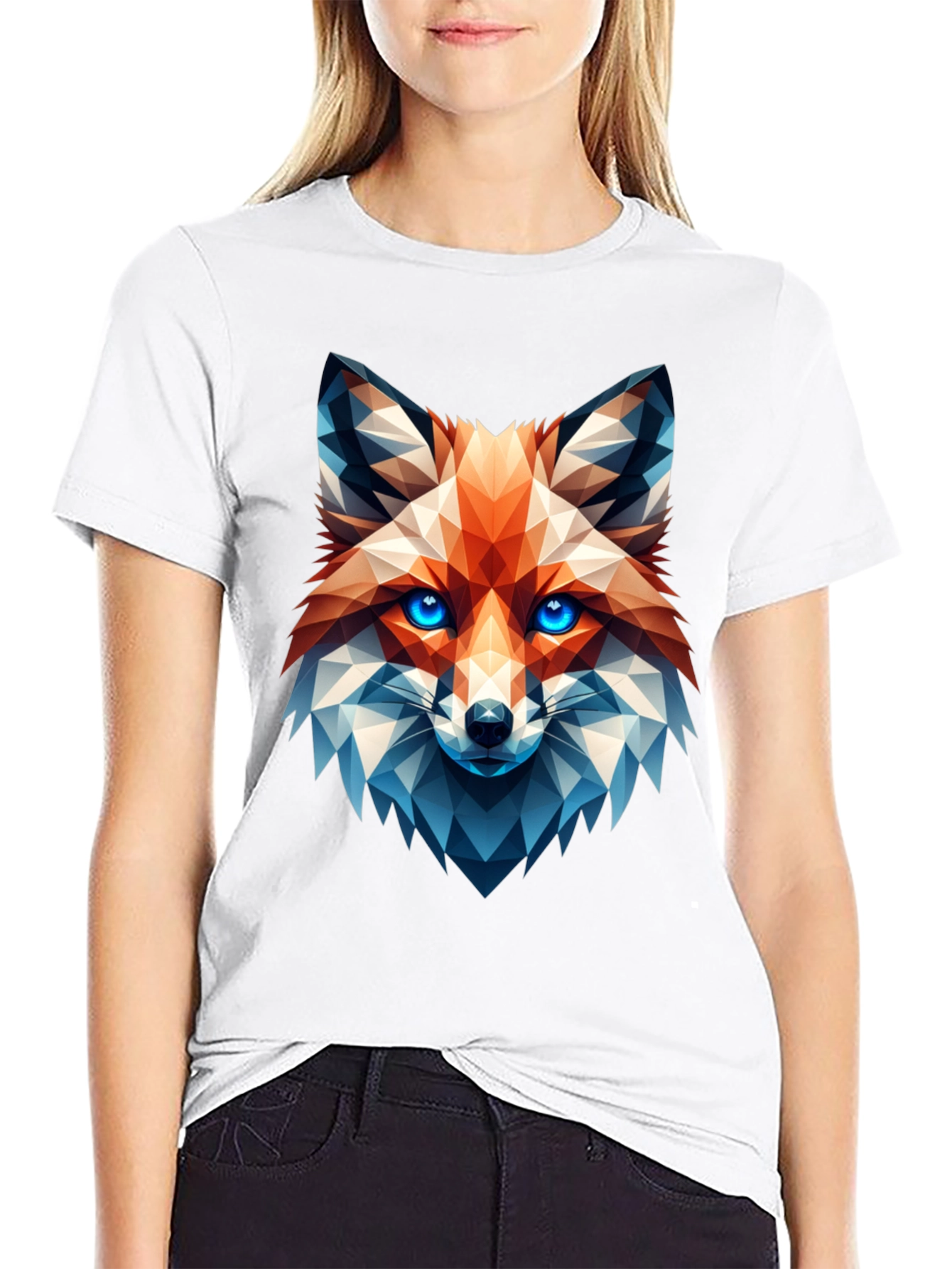 Geometric Fox Graphic Tee - Stylish Mens Black T-Shirt