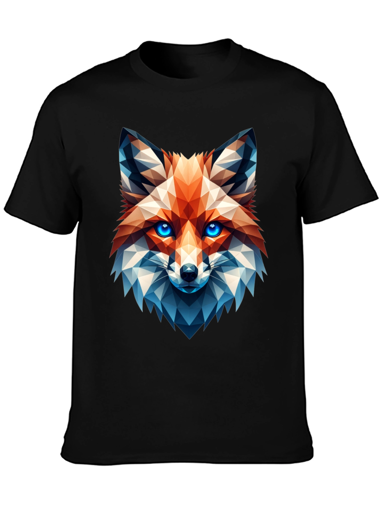 Geometric Fox Graphic Tee - Stylish Mens Black T-Shirt