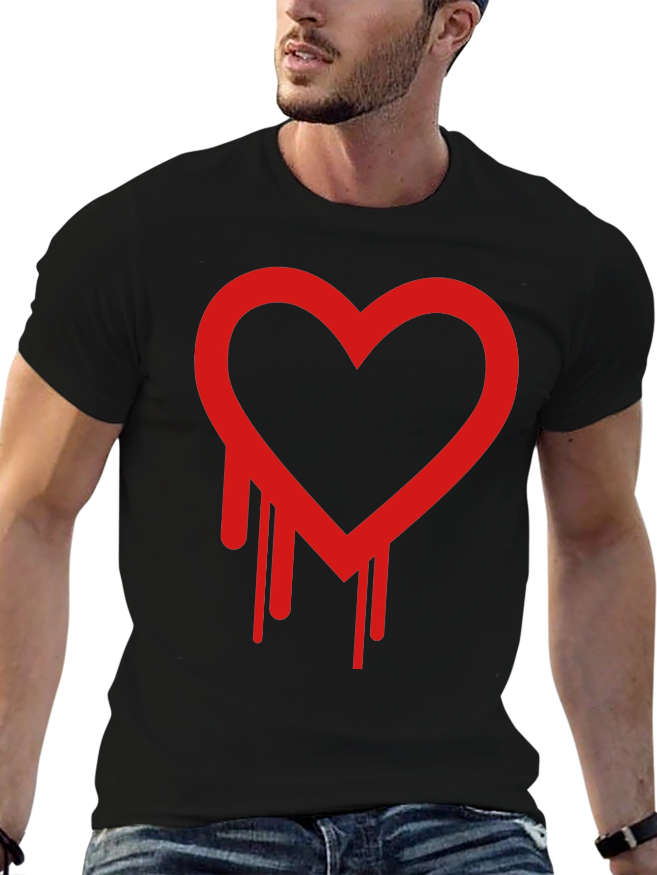 Dripping Heart Graphic Black T-Shirt