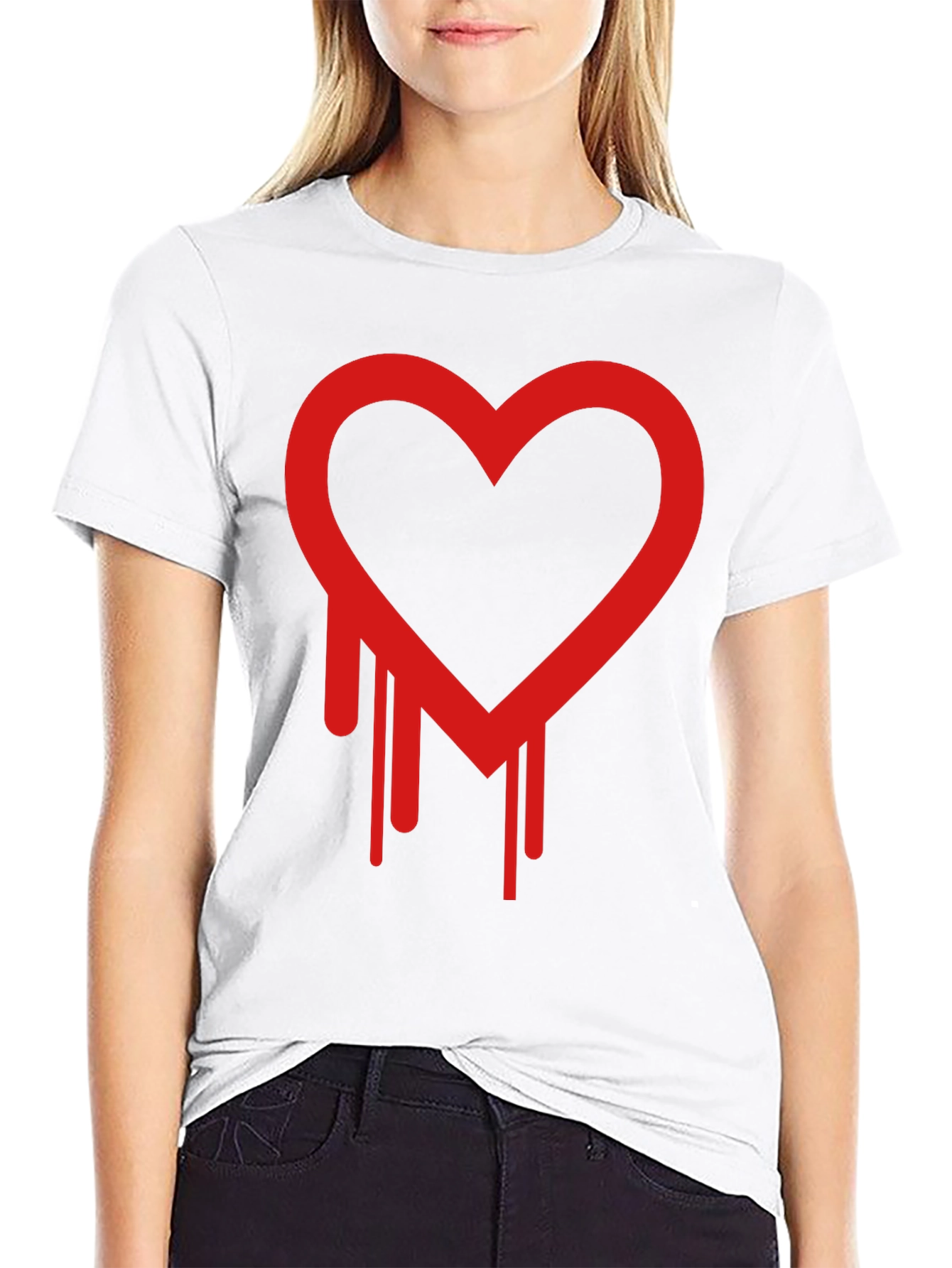 Dripping Heart Graphic Black T-Shirt