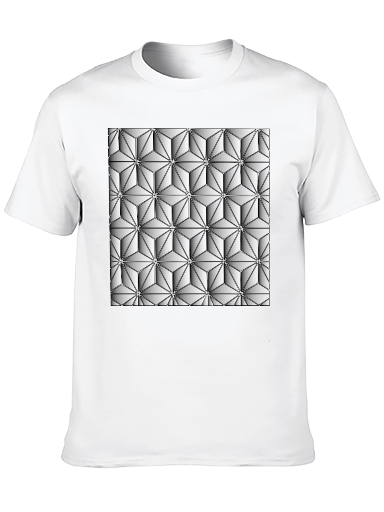 Geometric 3D Pattern Black T-Shirt