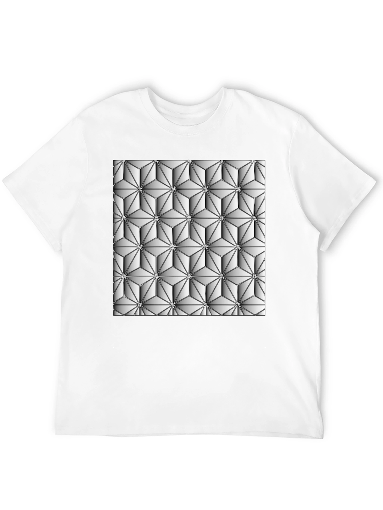 Geometric 3D Pattern Black T-Shirt
