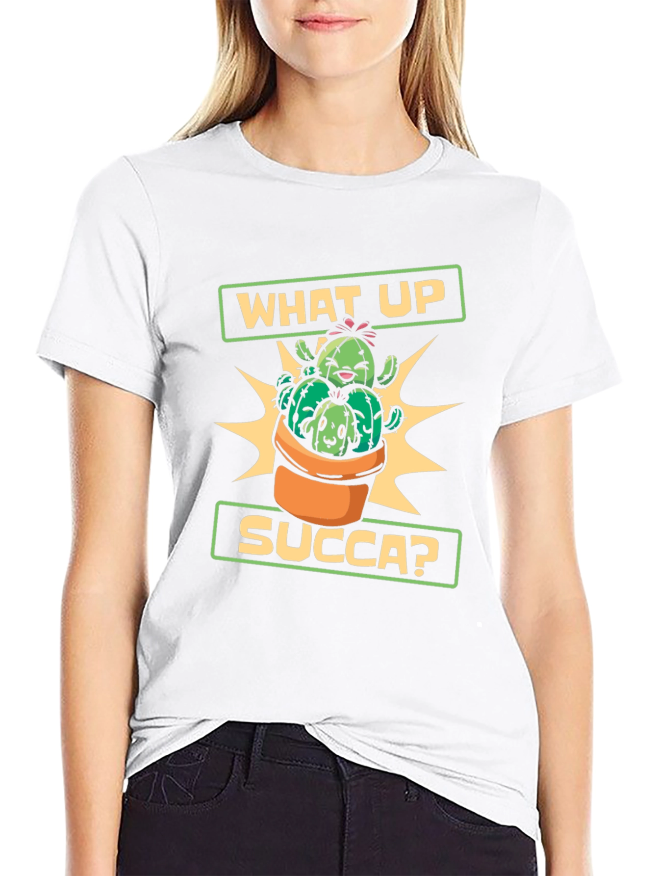 What Up Succa Cactus T-Shirt - Novelty Graphic Tee