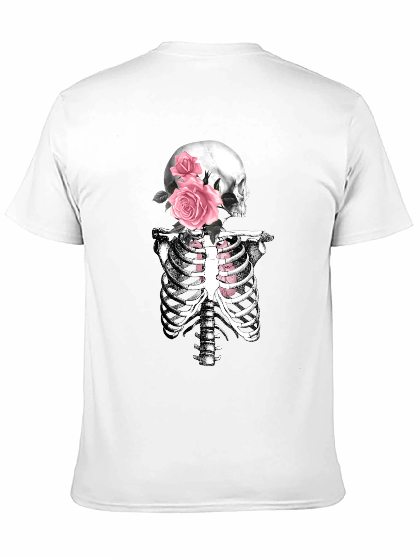Floral Skull & Ribcage T-Shirt - Gothic Style