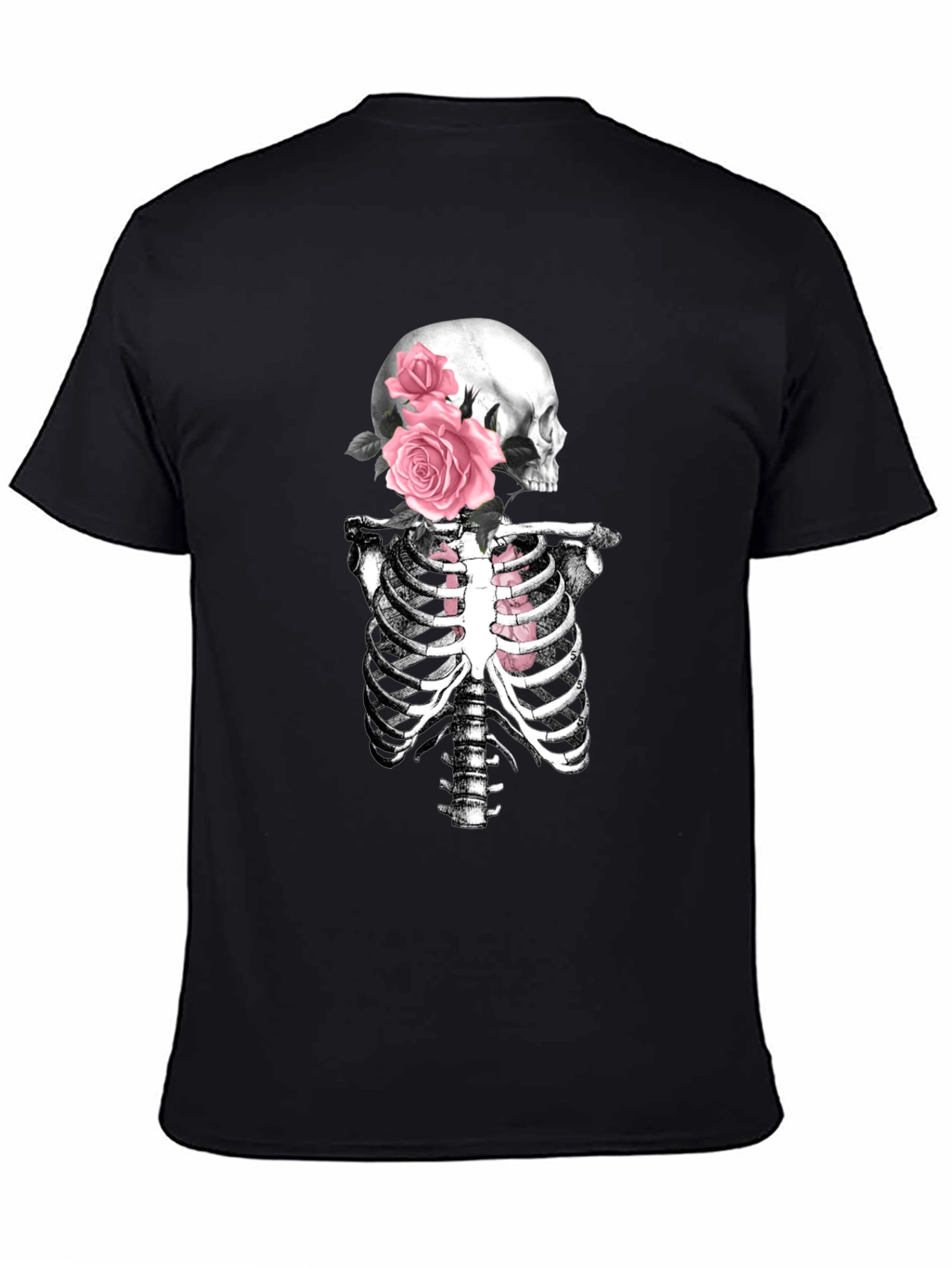 Floral Skull & Ribcage T-Shirt - Gothic Style