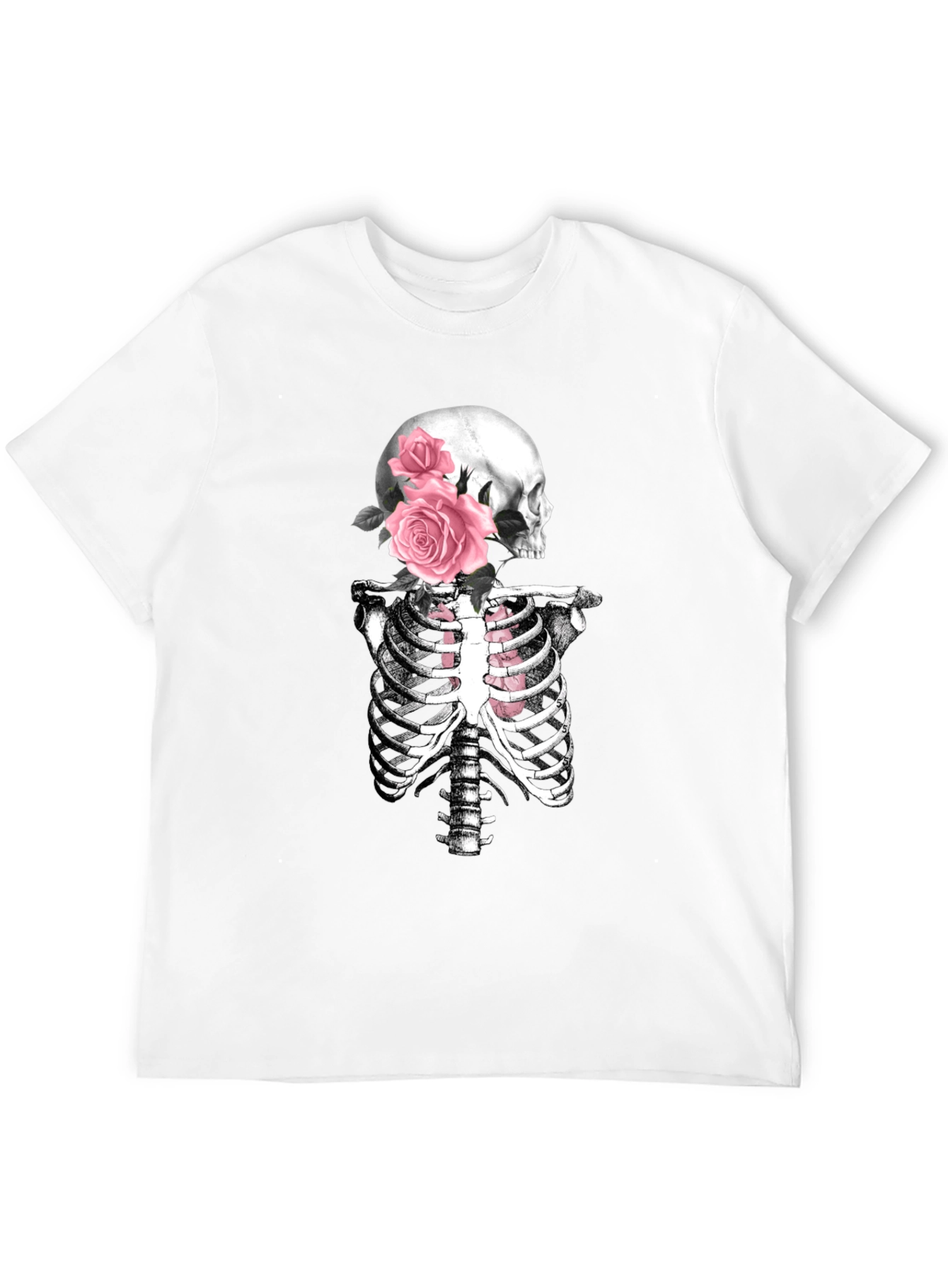 Floral Skull & Ribcage T-Shirt - Gothic Style