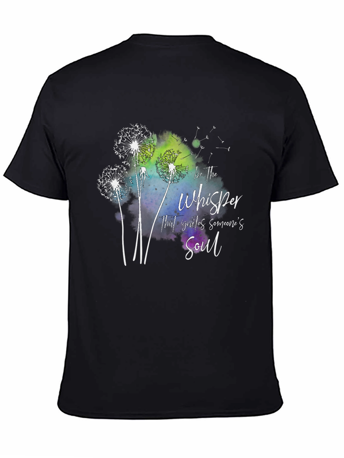 Dandelion Whisper Soul Graphic Black T-Shirt