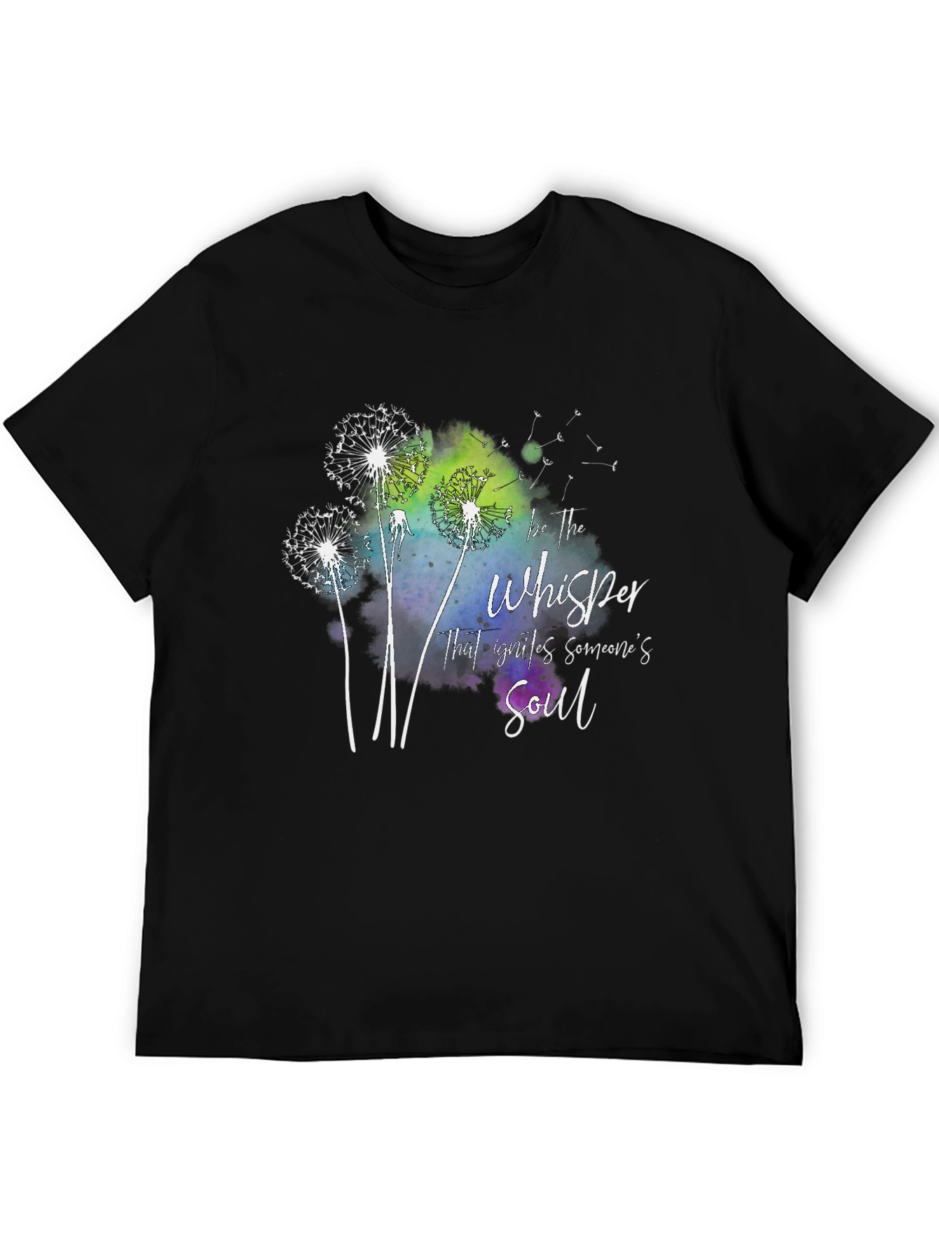 Dandelion Whisper Soul Graphic Black T-Shirt