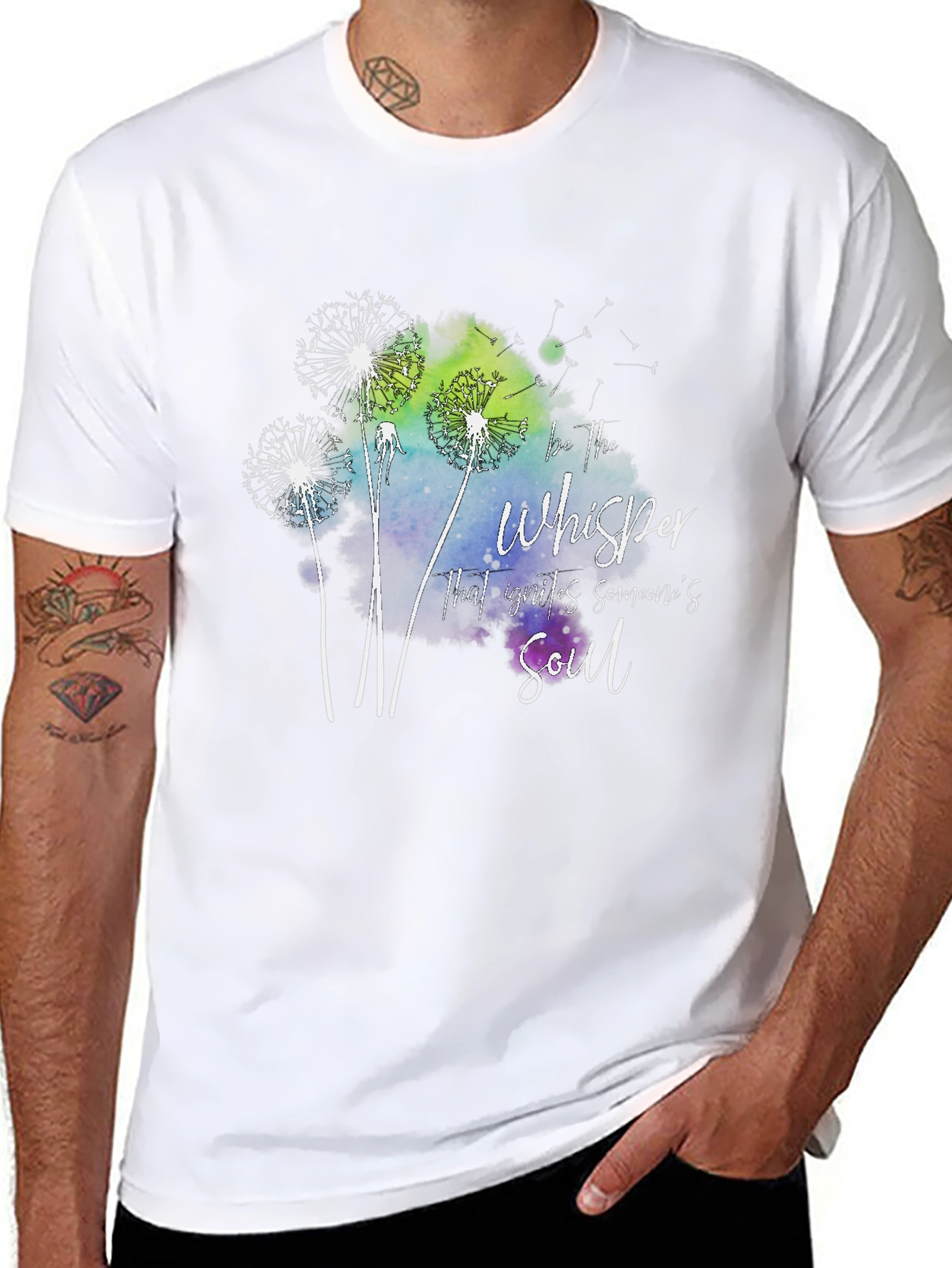 Dandelion Whisper Soul Graphic Black T-Shirt