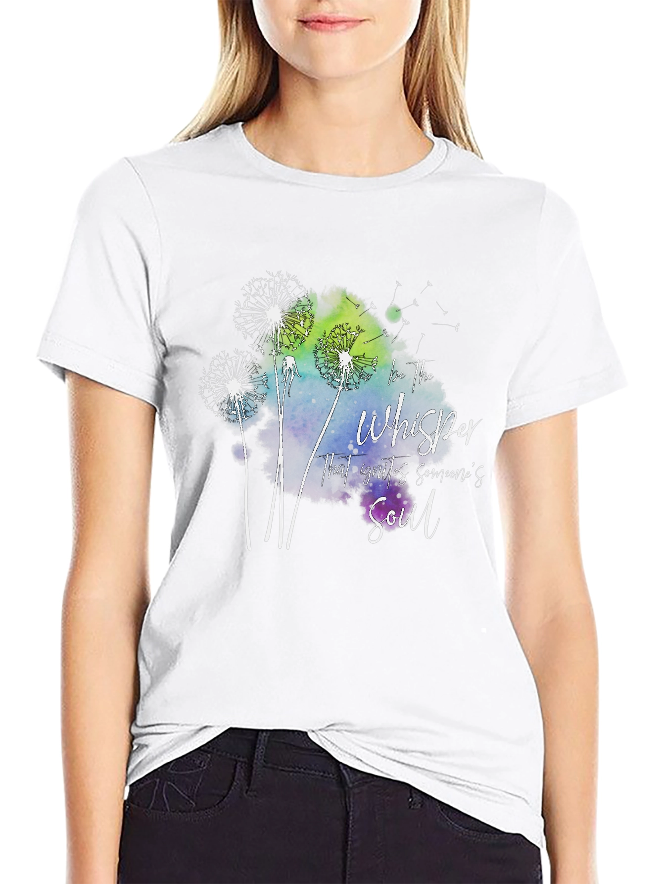 Dandelion Whisper Soul Graphic Black T-Shirt