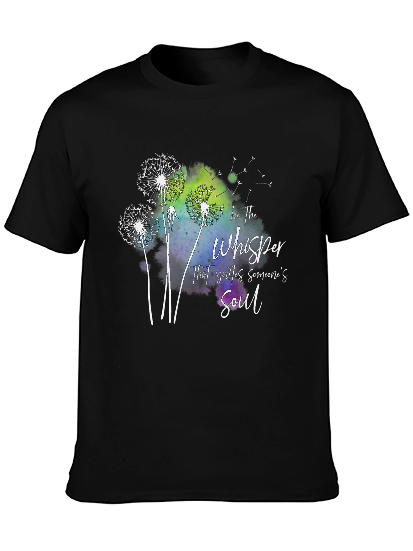 Dandelion Whisper Soul Graphic Black T-Shirt