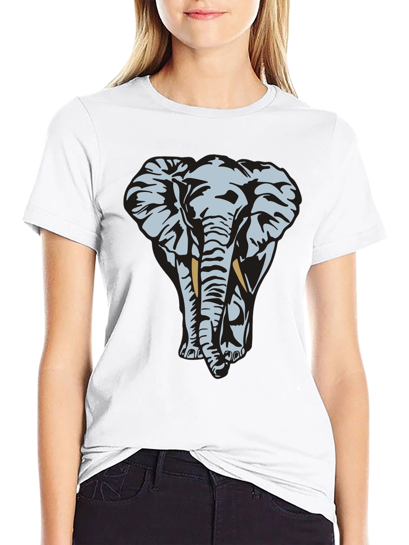 Elephant Graphic Tee - Black Cotton T-Shirt
