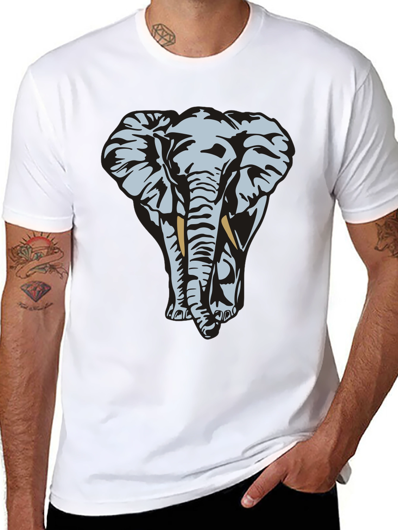 Elephant Graphic Tee - Black Cotton T-Shirt