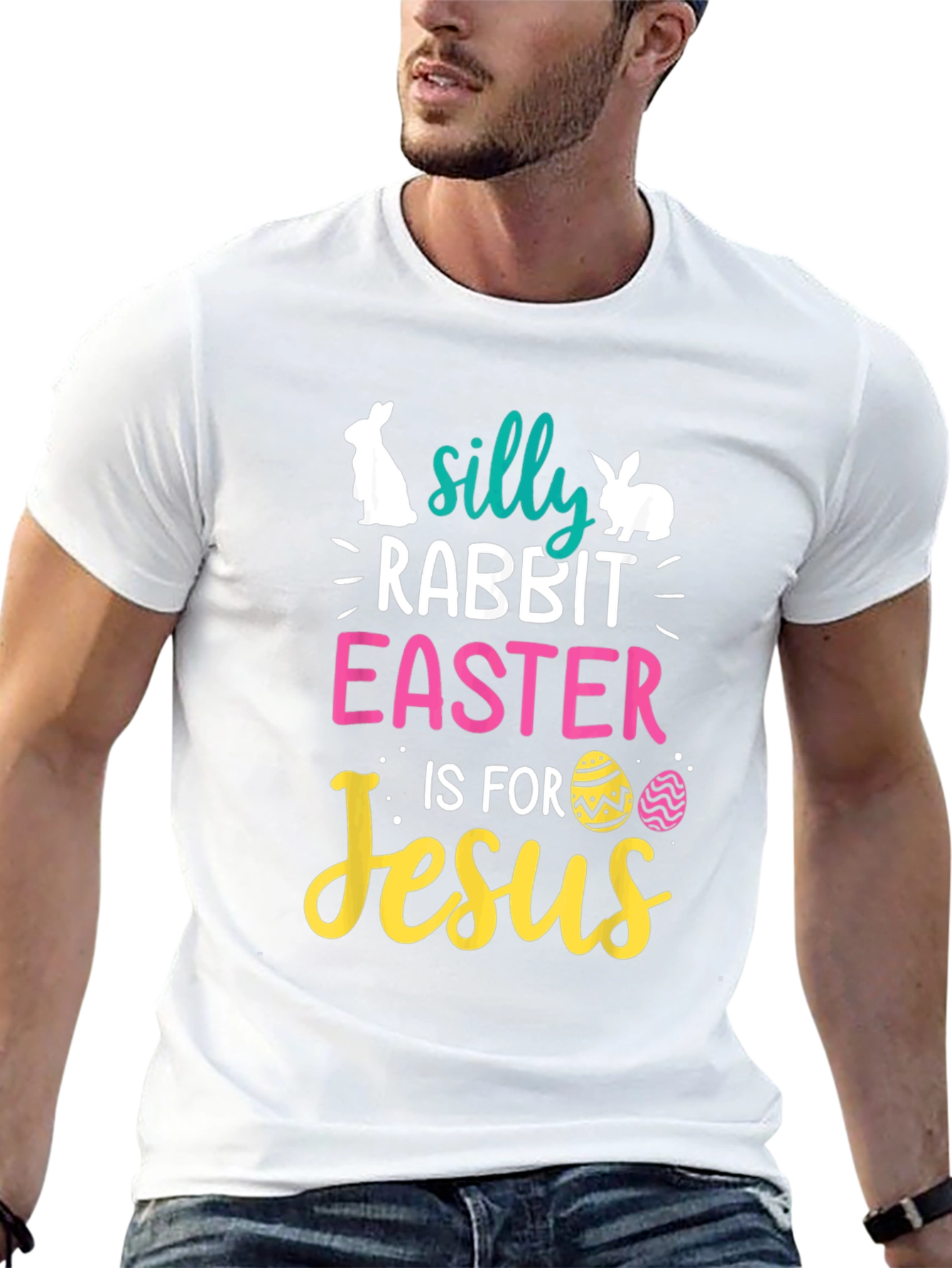 Silly Rabbit Easter is for Jesus Black T-Shirt