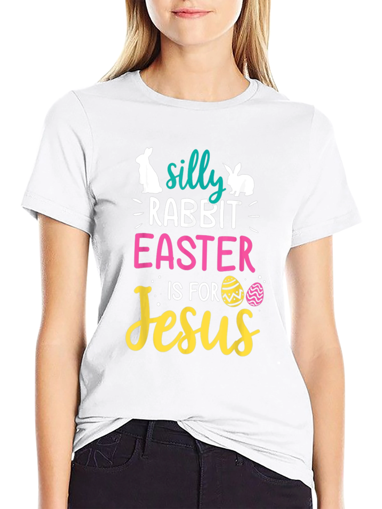 Silly Rabbit Easter is for Jesus Black T-Shirt