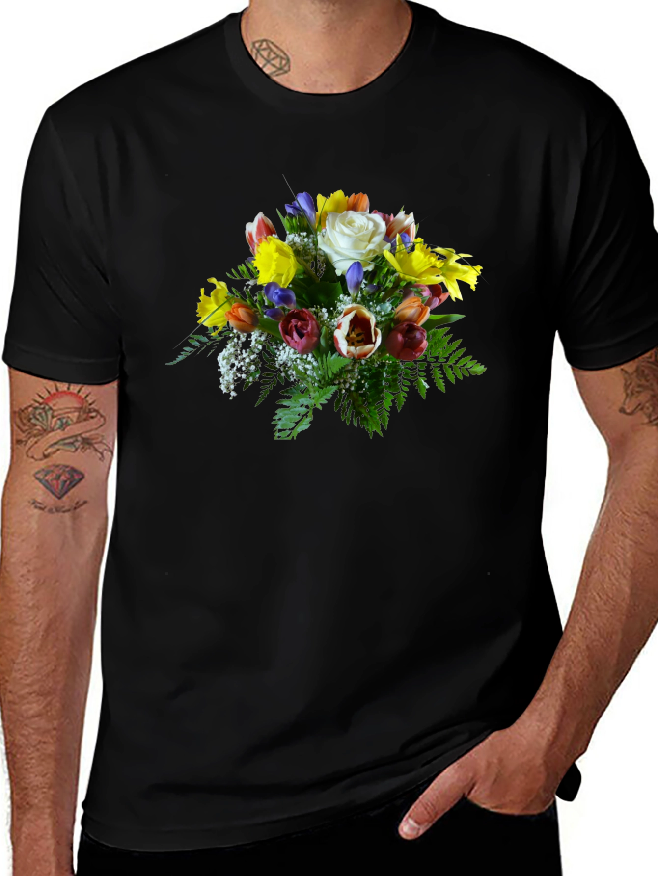 Floral Bouquet Graphic Tee - Unique Design
