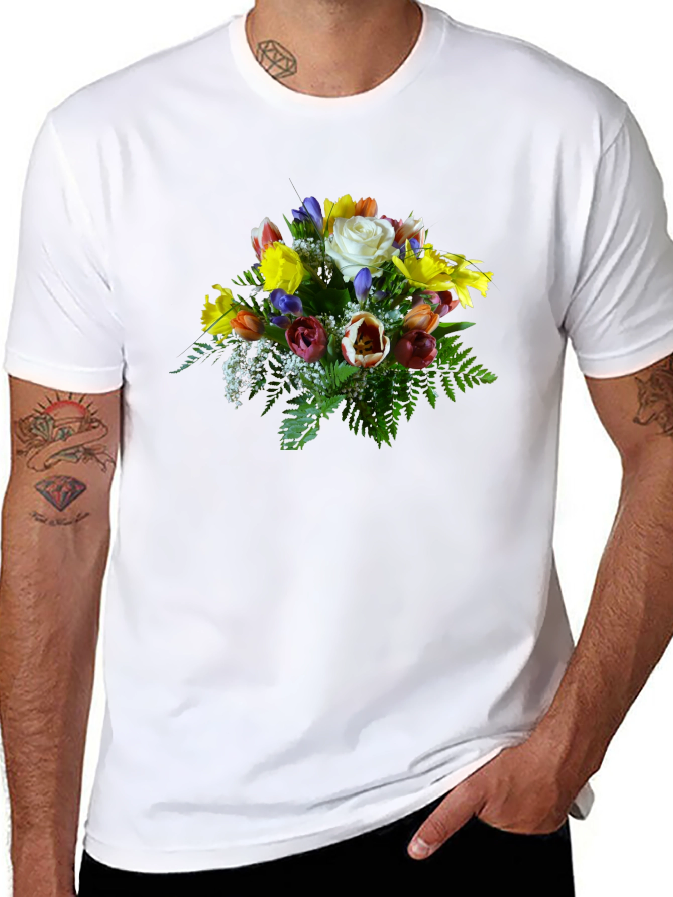 Floral Bouquet Graphic Tee - Unique Design