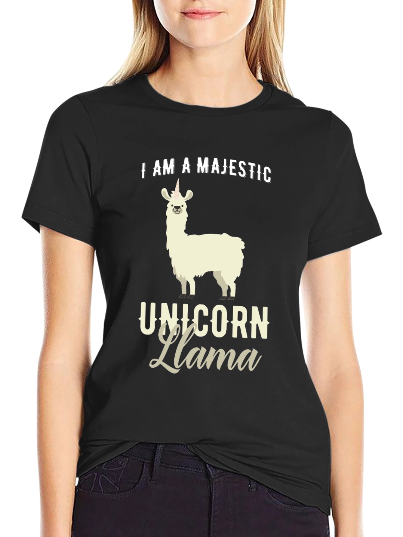 Majestic Unicorn Llama Graphic T-Shirt