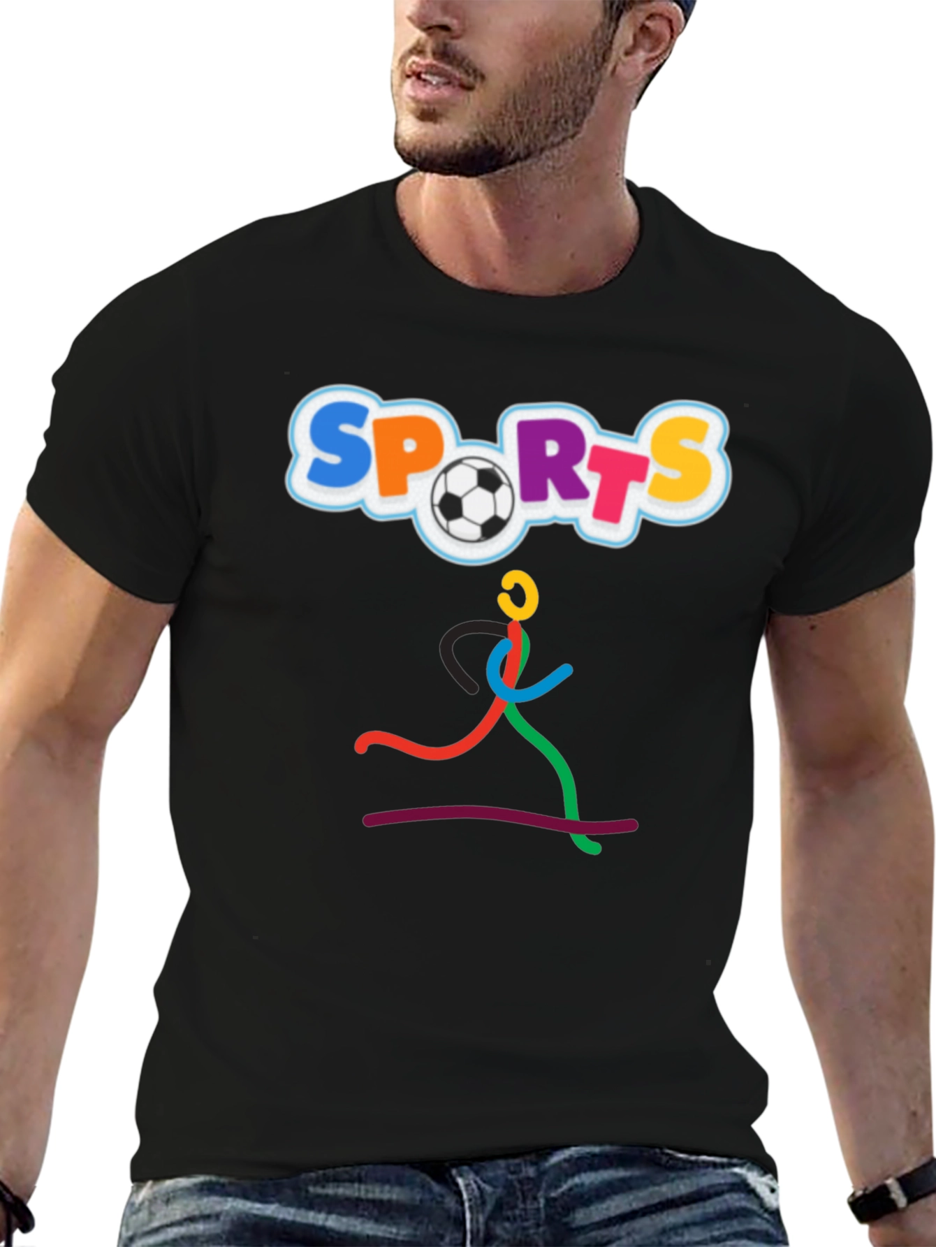 Sports Design Black T-Shirt