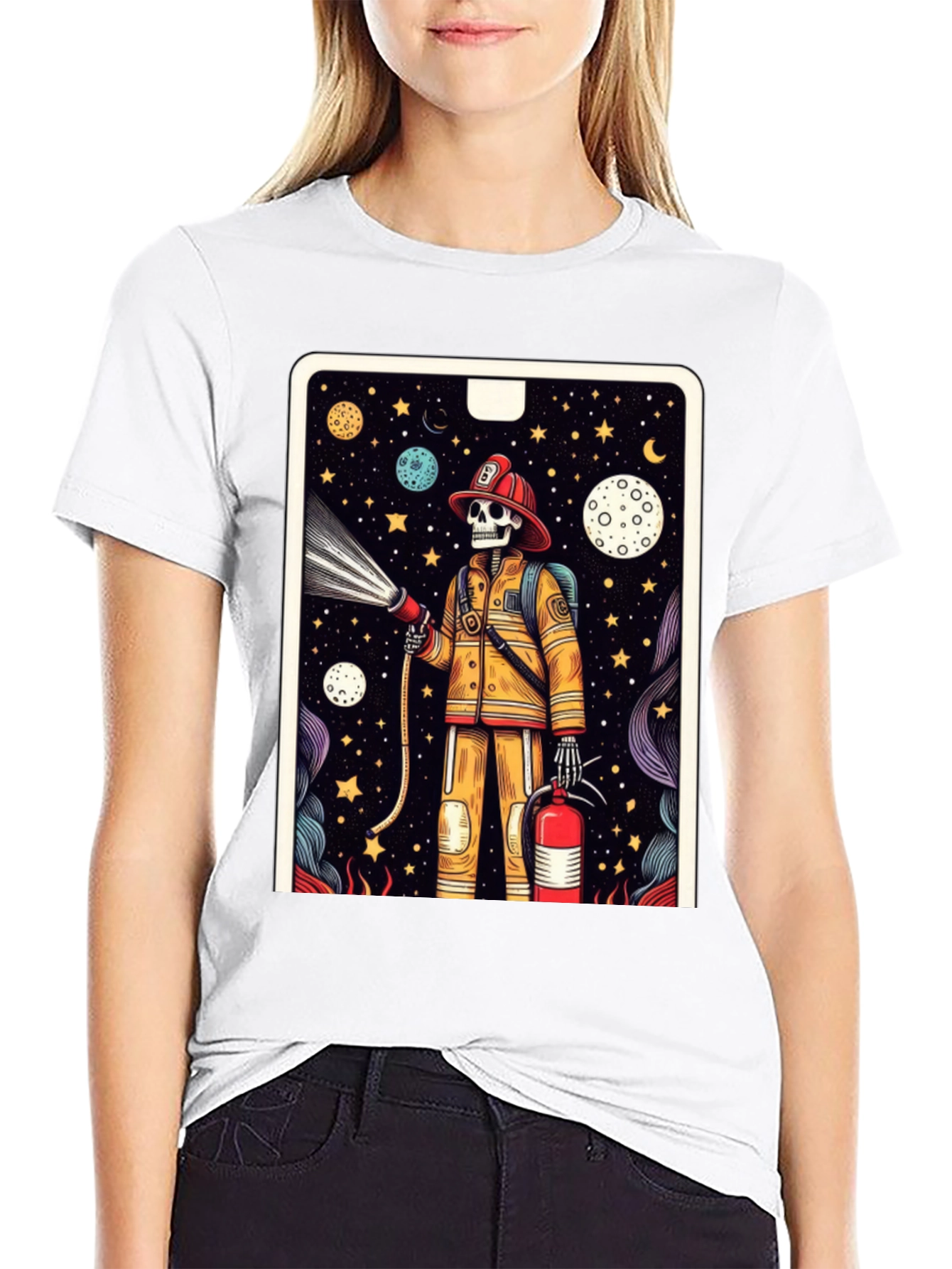 Skeleton Firefighter Graphic Tee