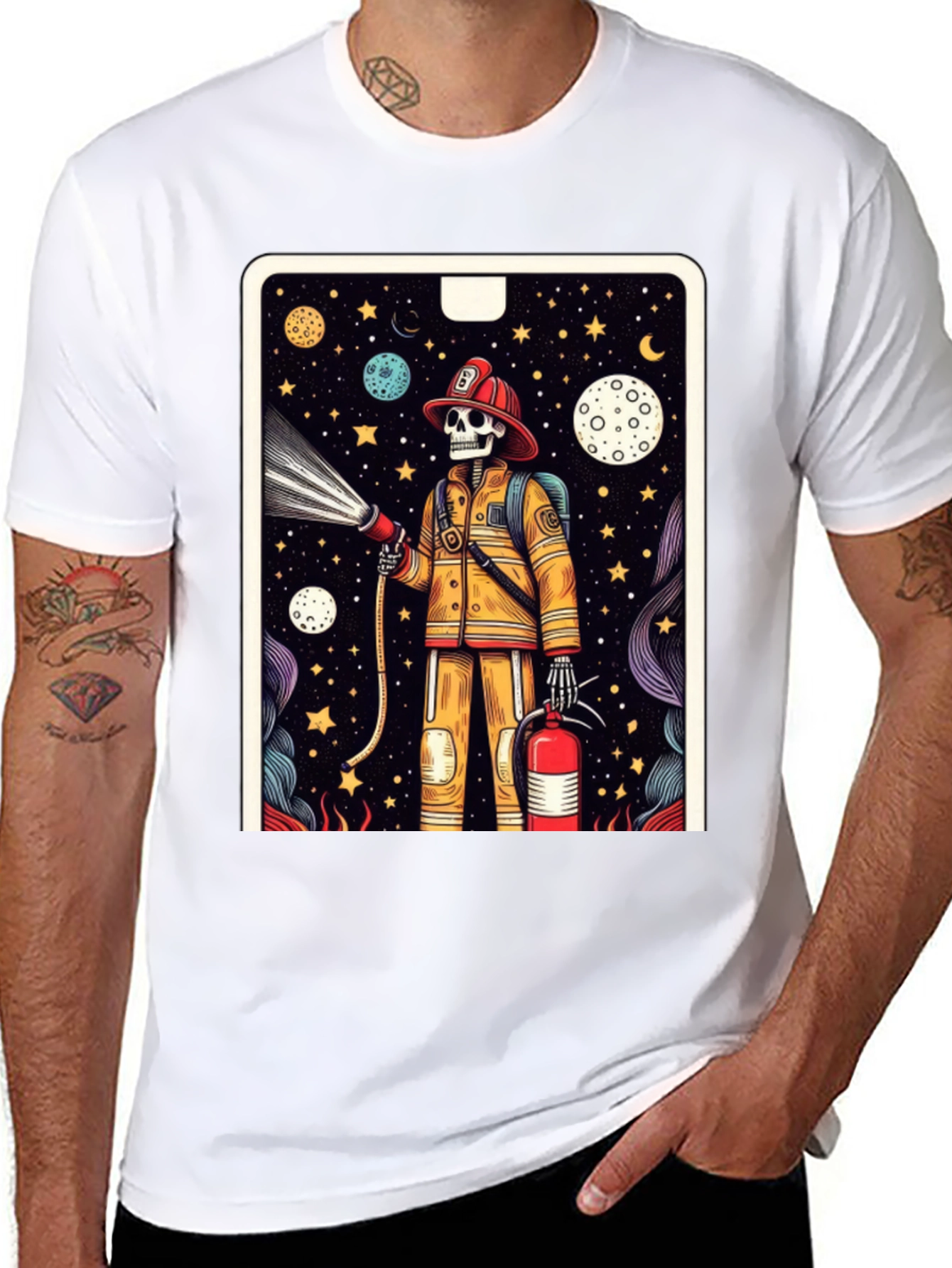 Skeleton Firefighter Graphic Tee