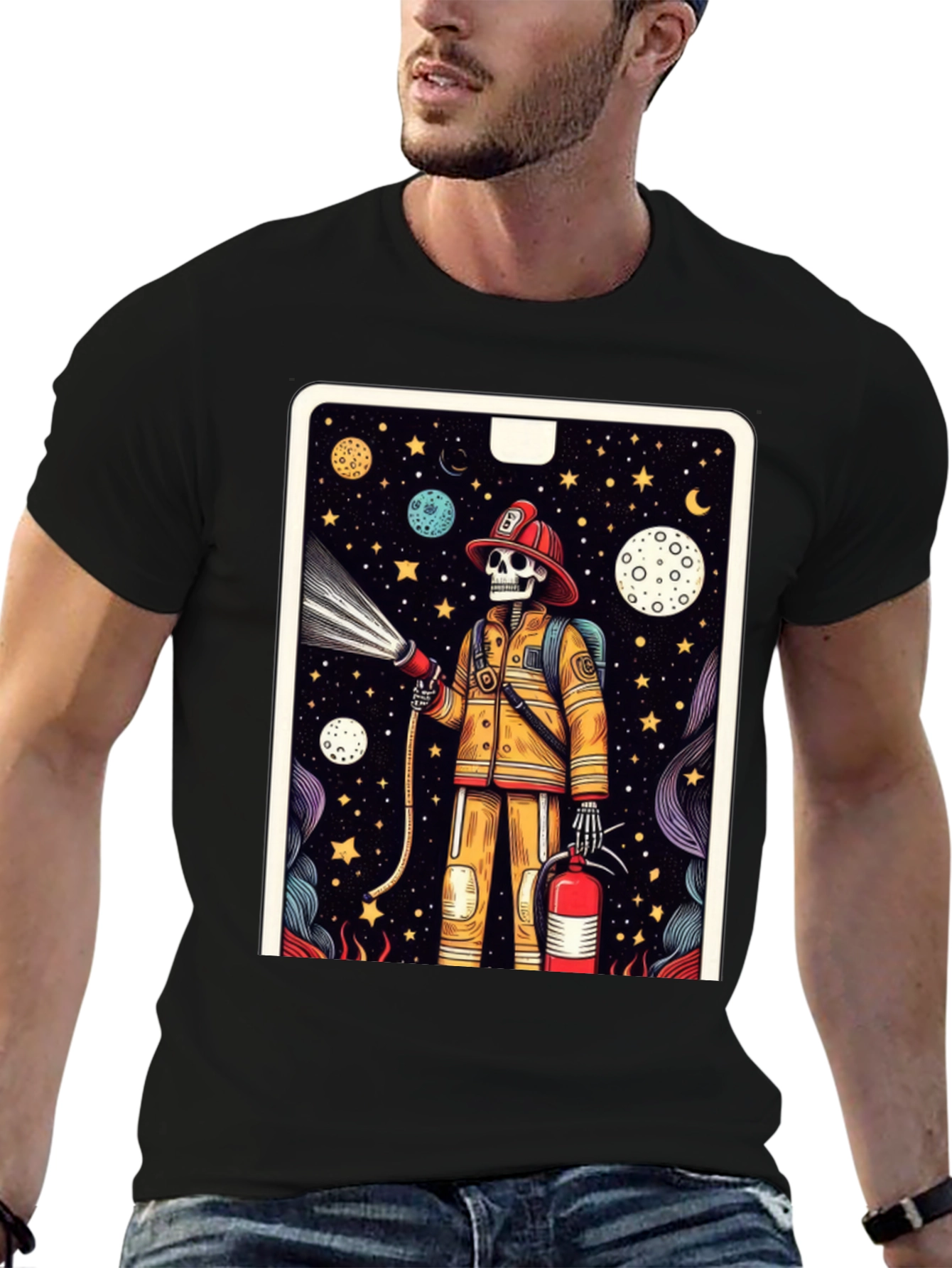 Skeleton Firefighter Graphic Tee