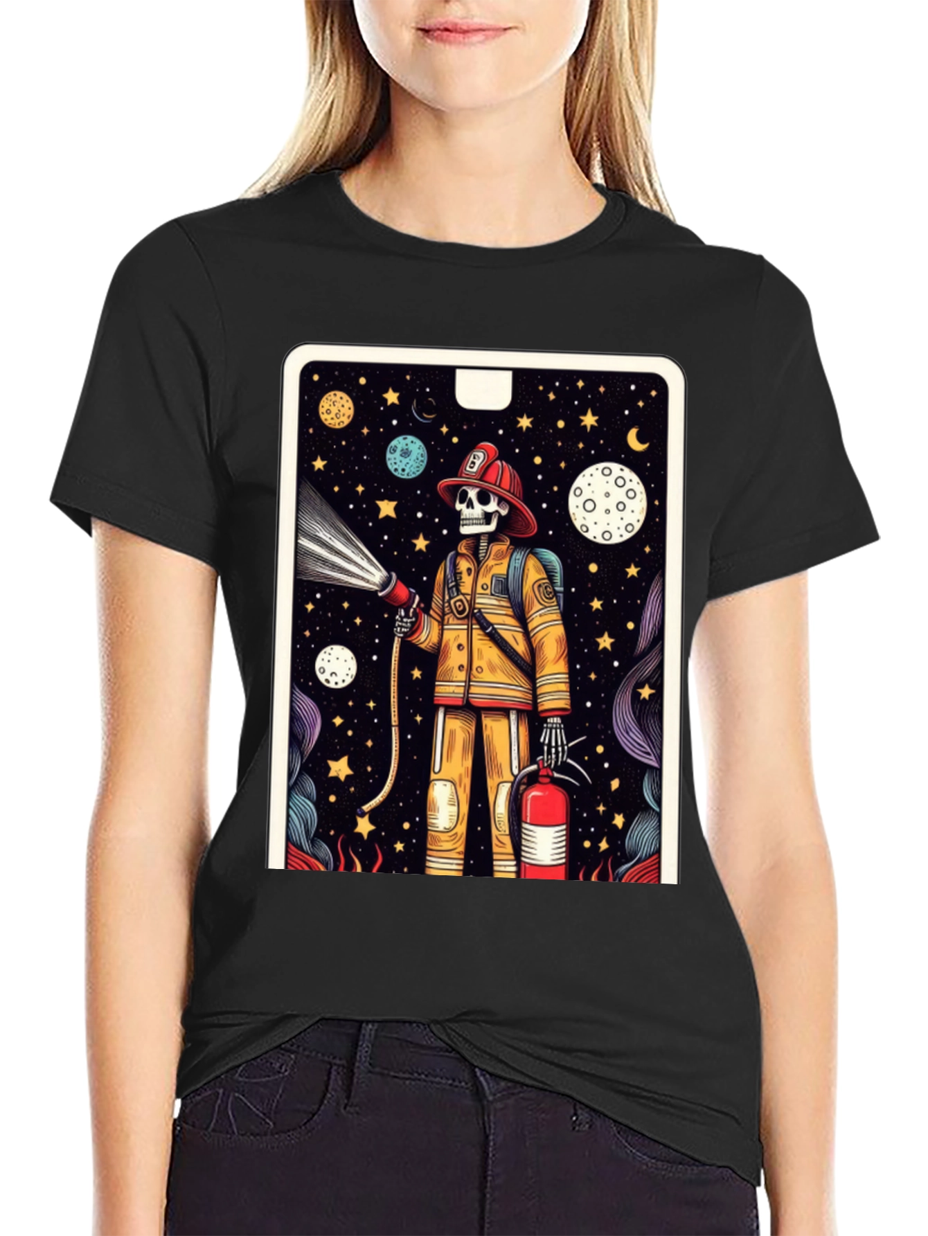 Skeleton Firefighter Graphic Tee