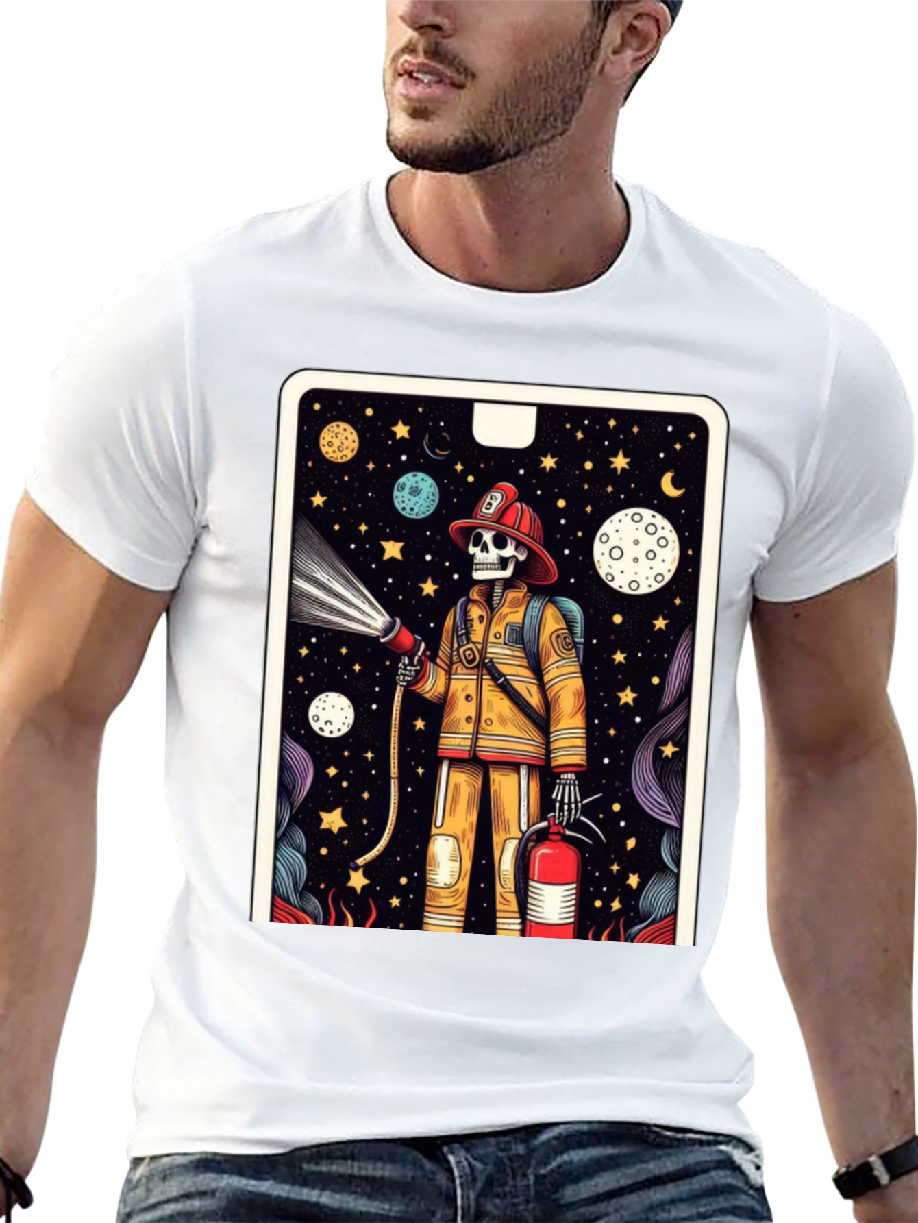 Skeleton Firefighter Graphic Tee