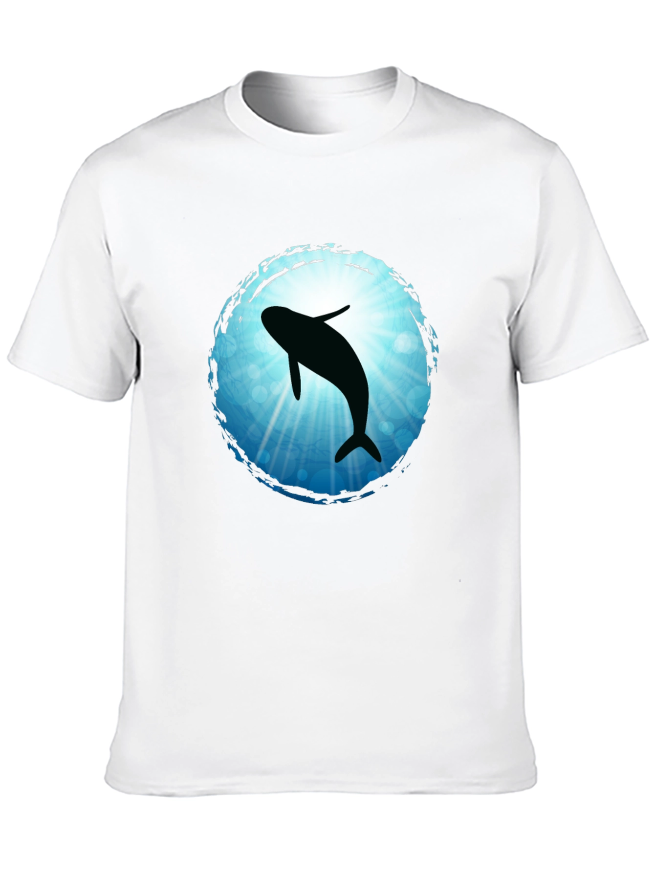 Whale Silhouette Graphic Tee - Black Cotton Blend T-Shirt