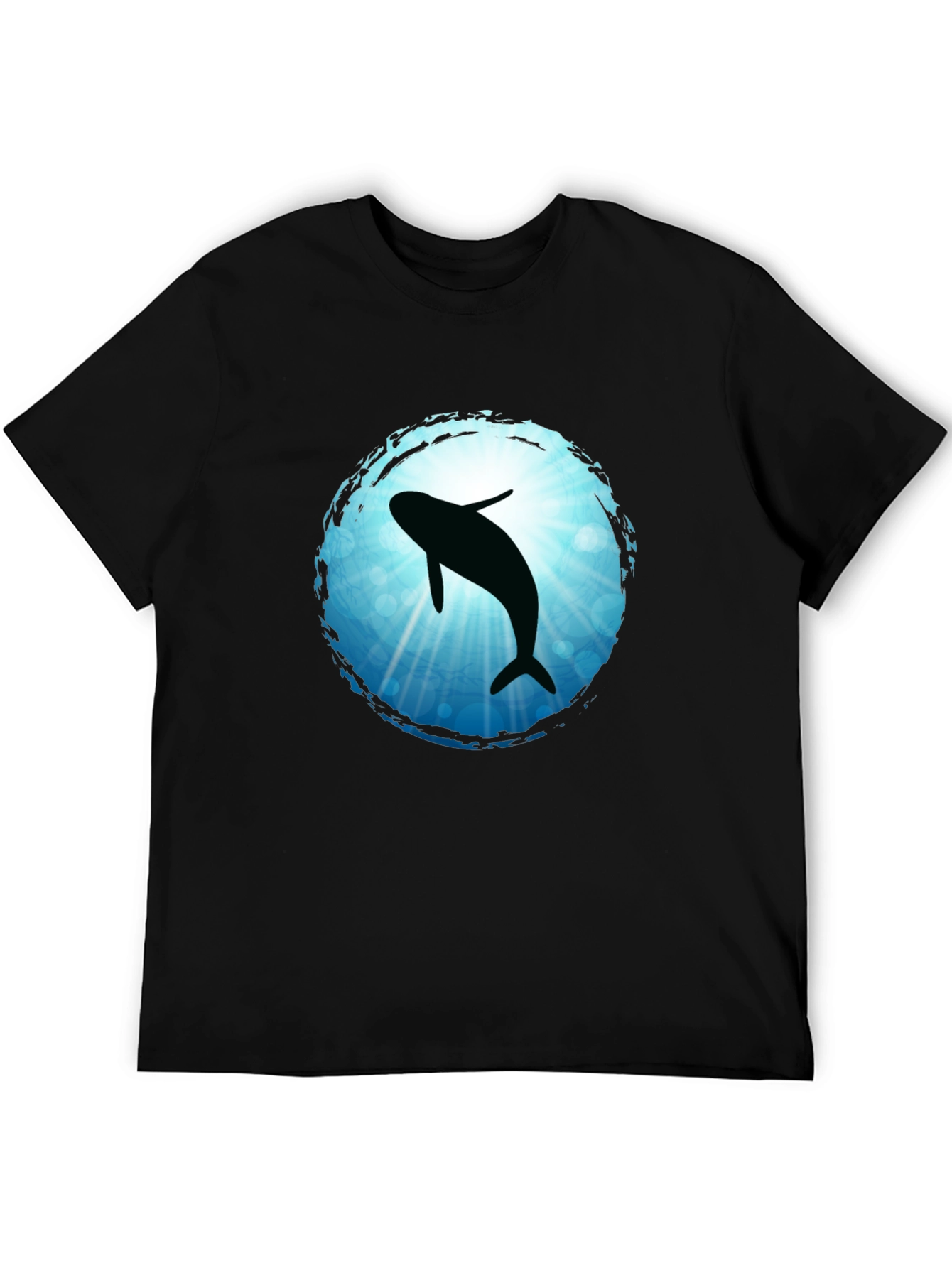 Whale Silhouette Graphic Tee - Black Cotton Blend T-Shirt
