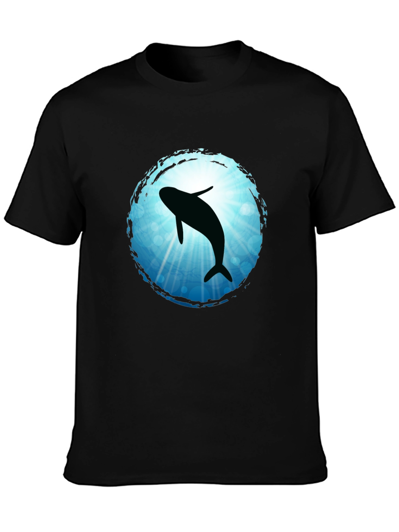 Whale Silhouette Graphic Tee - Black Cotton Blend T-Shirt