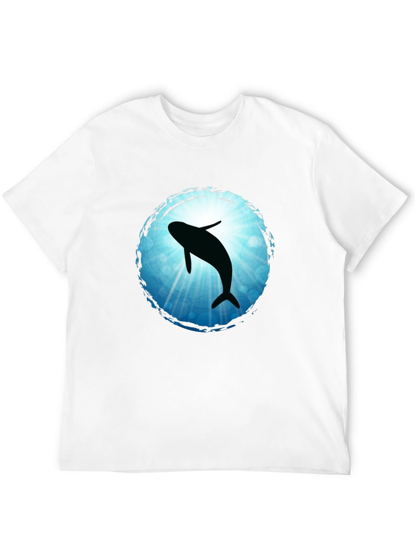 Whale Silhouette Graphic Tee - Black Cotton Blend T-Shirt