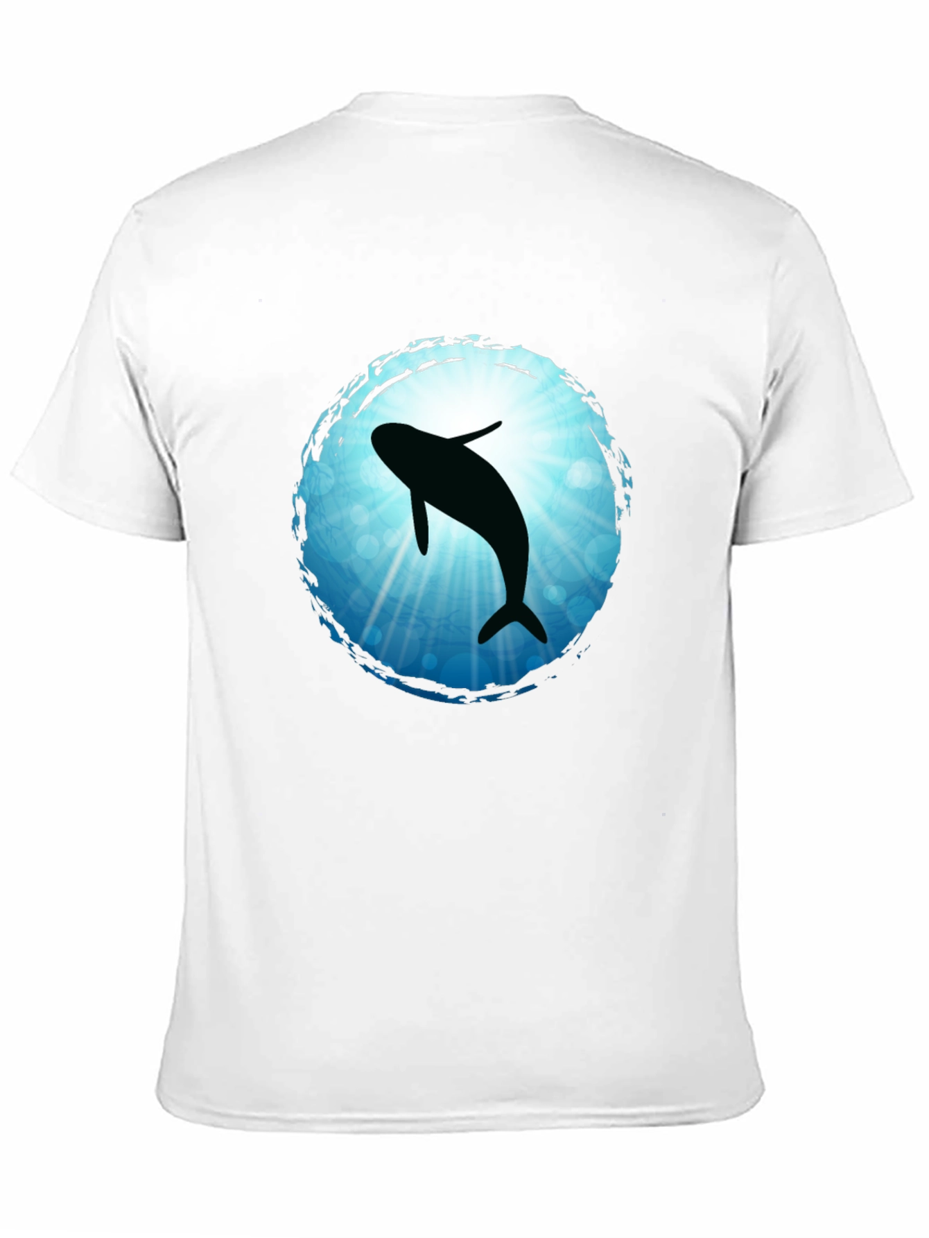 Whale Silhouette Graphic Tee - Black Cotton Blend T-Shirt
