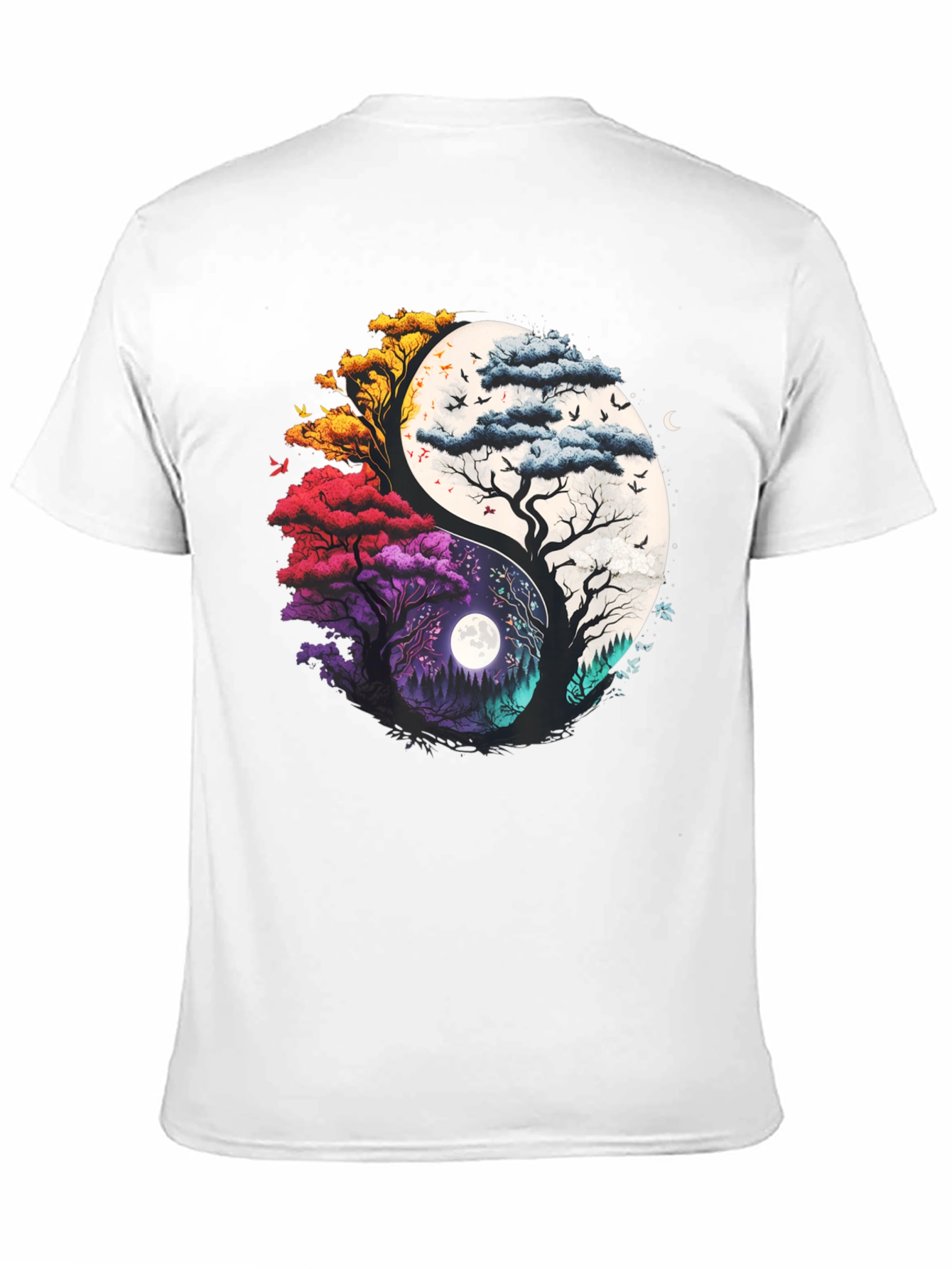 Yin Yang Trees Graphic T-Shirt - Balance of Nature