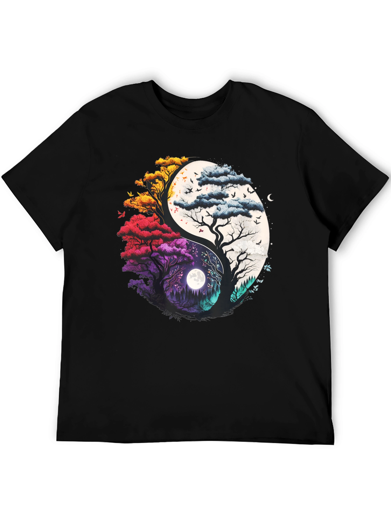 Yin Yang Trees Graphic T-Shirt - Balance of Nature