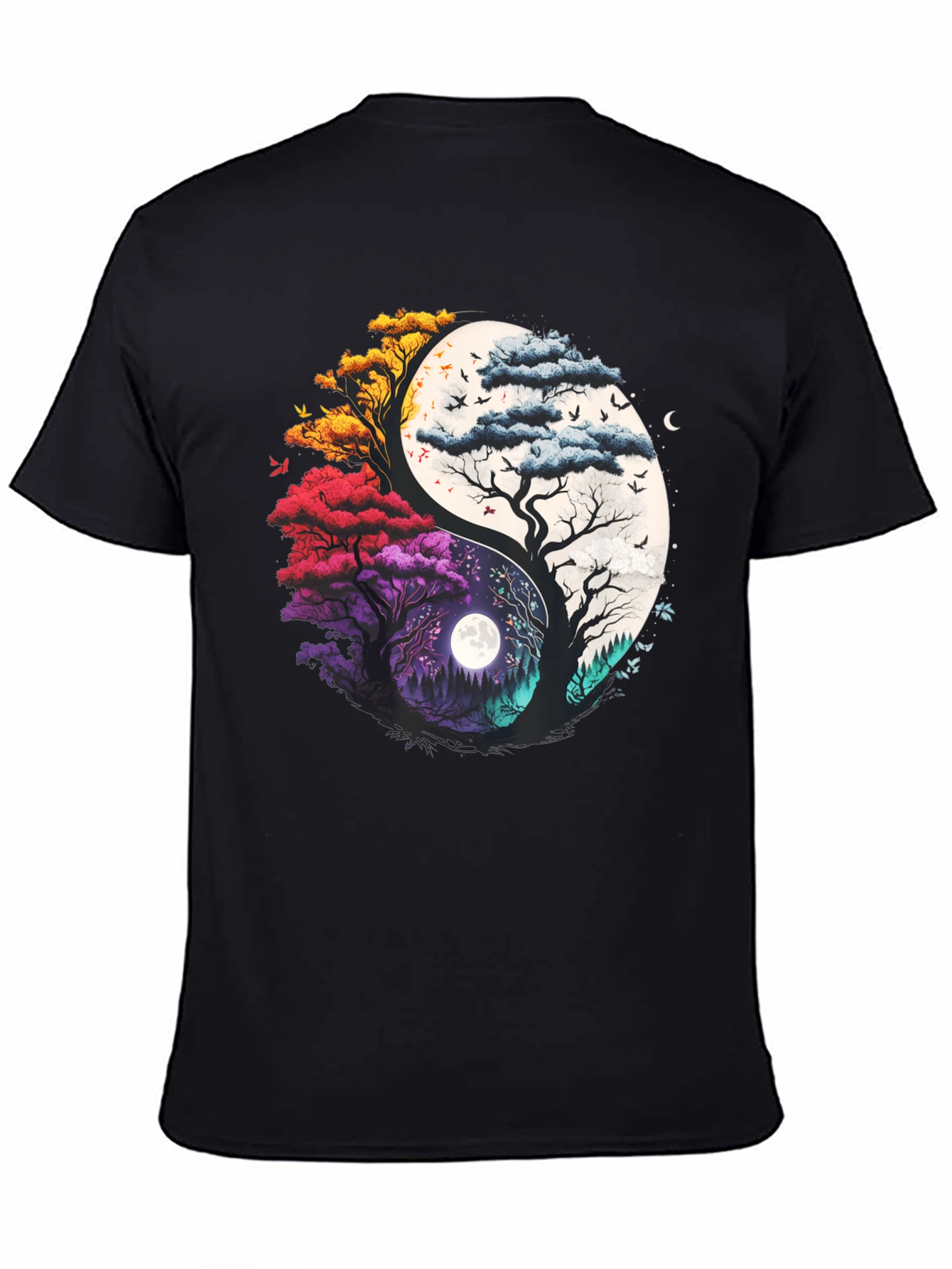 Yin Yang Trees Graphic T-Shirt - Balance of Nature