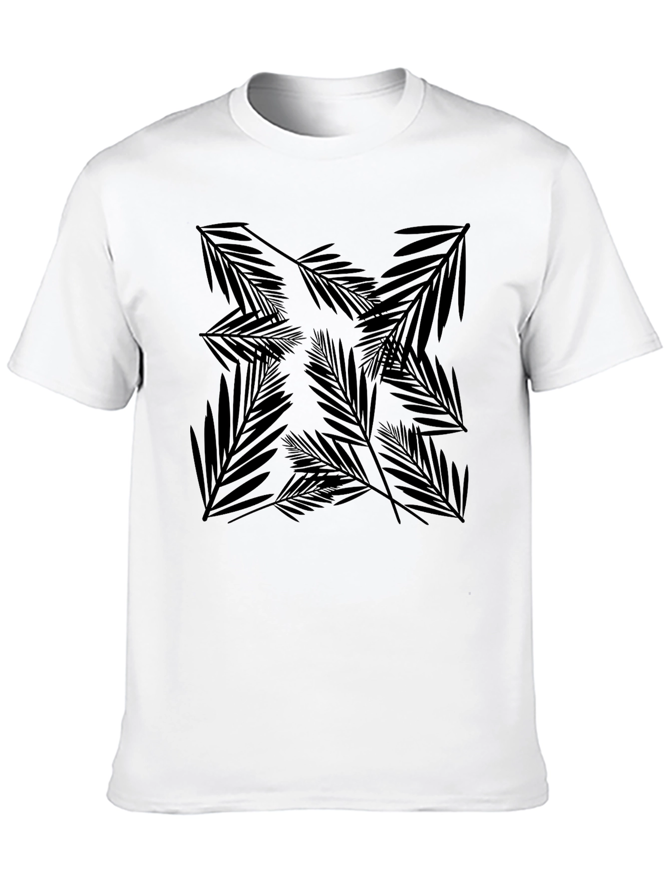 Black Palm Leaf Pattern T-Shirt
